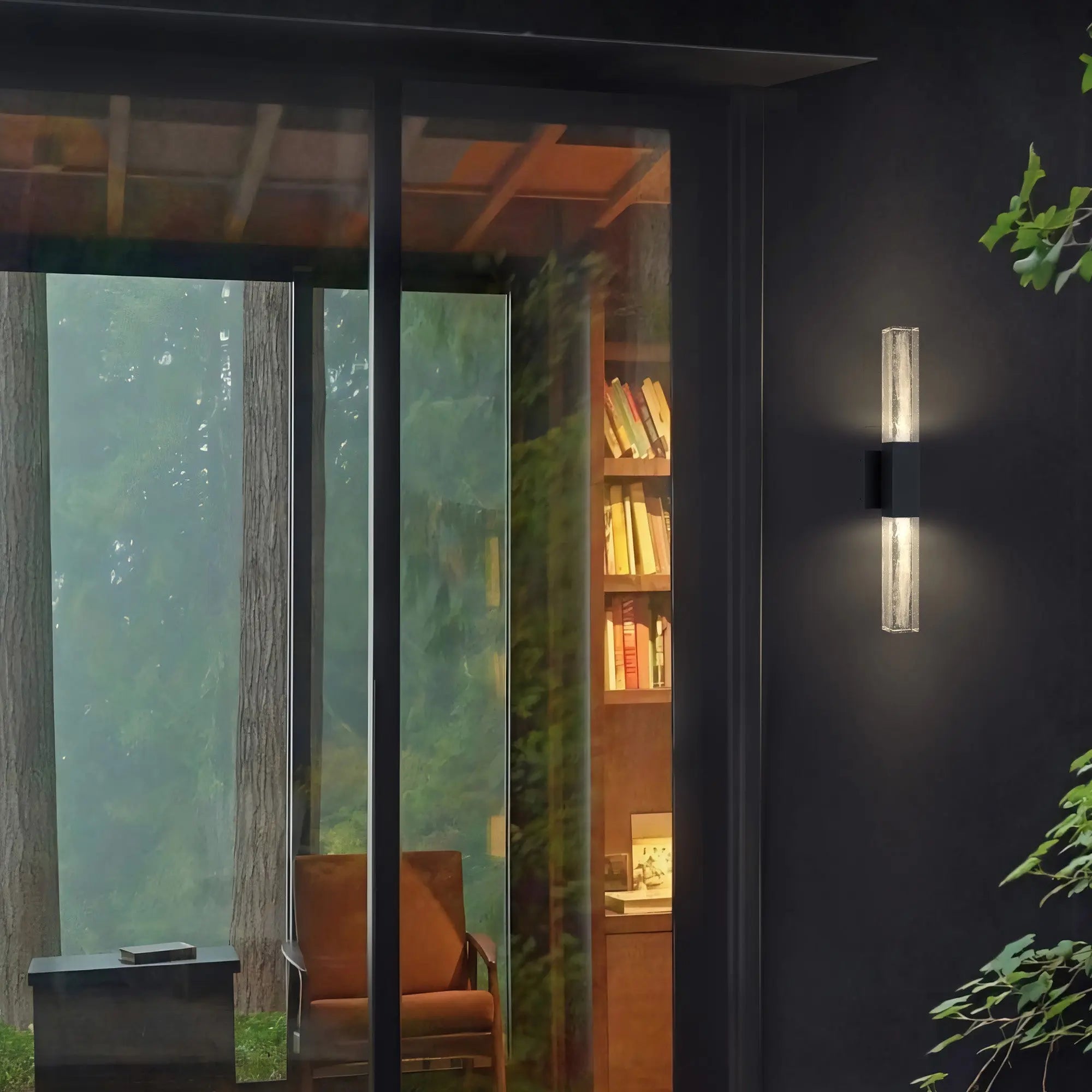 Alteck Folio 24-Inch Black 3-CCT LED Outdoor Wall Light - AW0129-3CCT-W-BK - Application Exterior Image