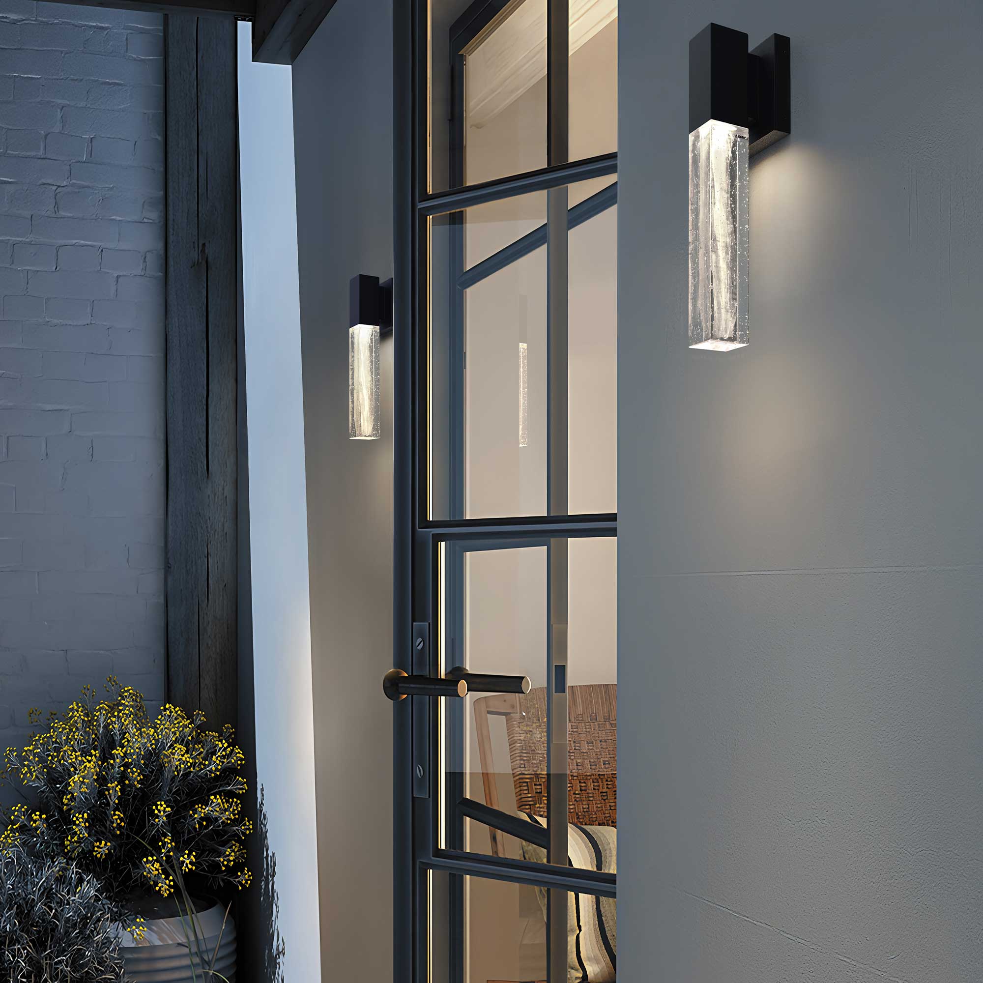 Alteck Folio 14.375-Inch Black 3-CCT LED Outdoor Wall Light - AW0130-3CCT-W-BK - Application Exterior Image