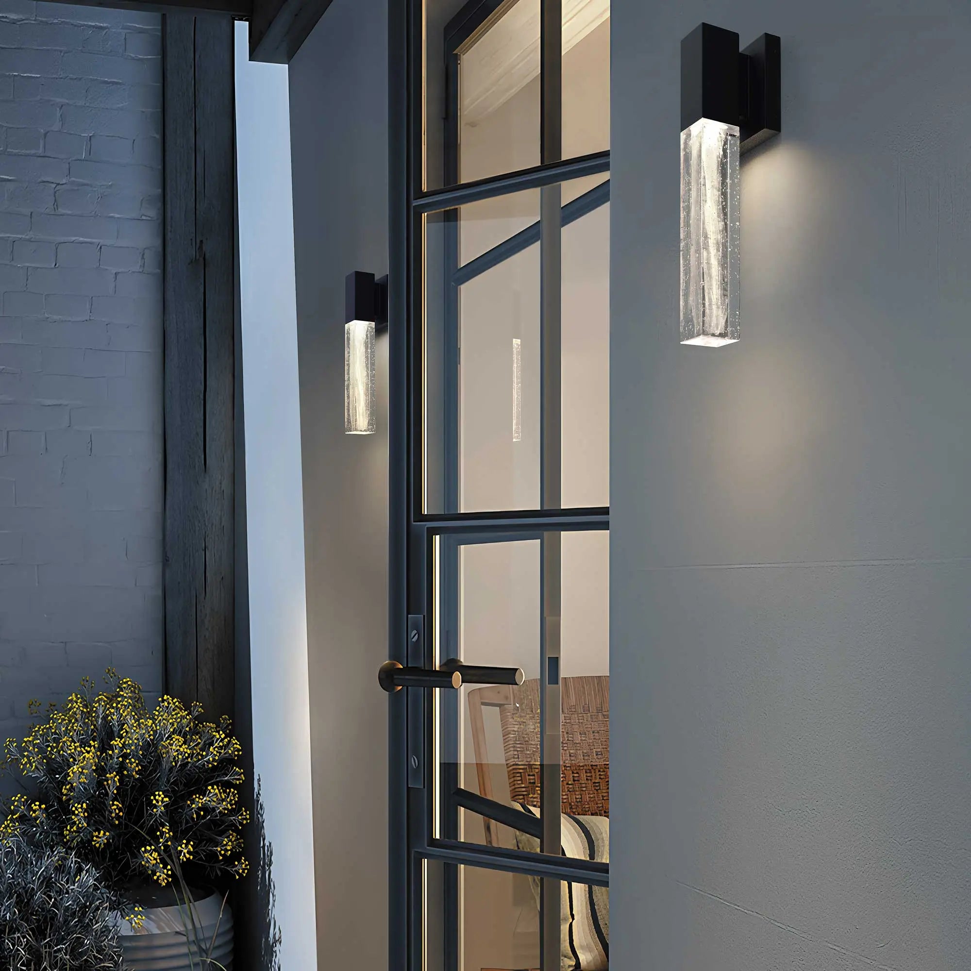 Alteck Folio 14.375-Inch Black 3-CCT LED Outdoor Wall Light - AW0130-3CCT-W-BK - Application Exterior Image