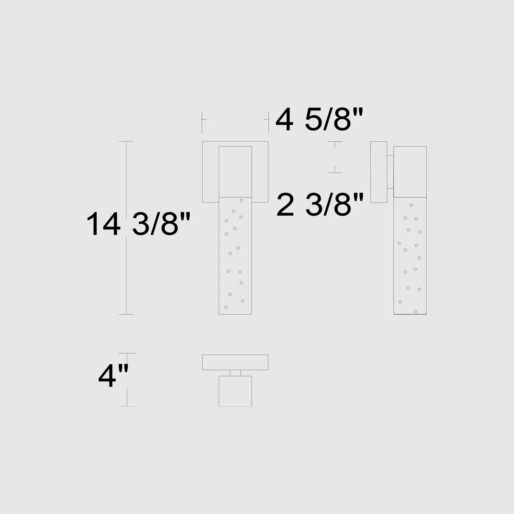 Alteck Folio 14.375-Inch Black 3-CCT LED Outdoor Wall Light - AW0130-3CCT-W-BK - Line Drawing