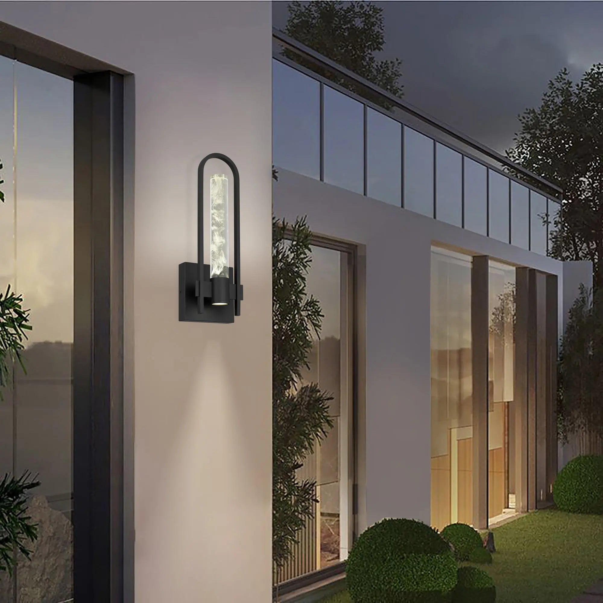 Alteck Arch 17.75-Inch Black 3-CCT LED Outdoor Wall Light - AW0132-3CCT-W-BK - Application Exterior Image