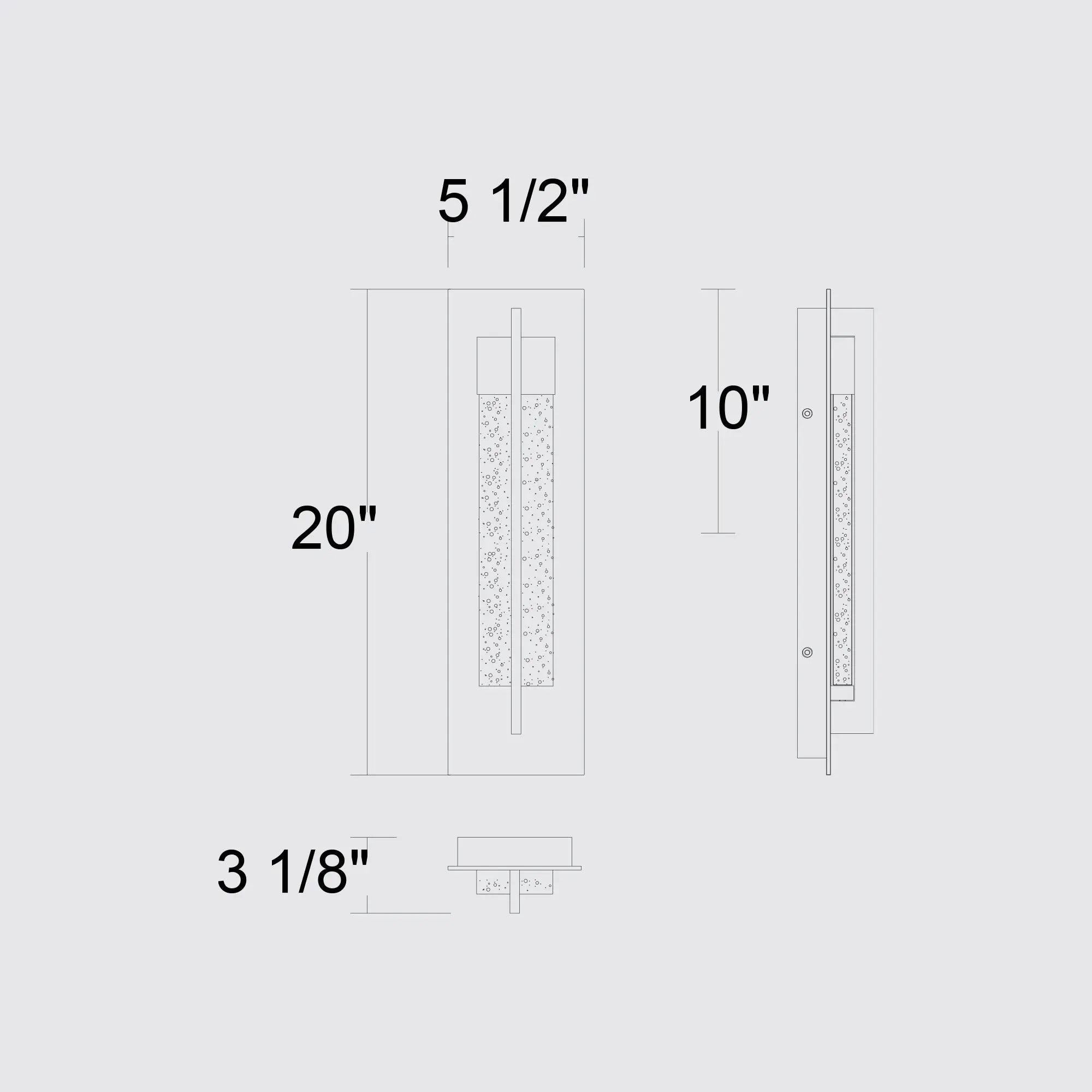 Alteck Rivera 20-Inch Black 3-CCT LED Outdoor Wall Light - AW0133-3CCT-W-BK - Line Drawing