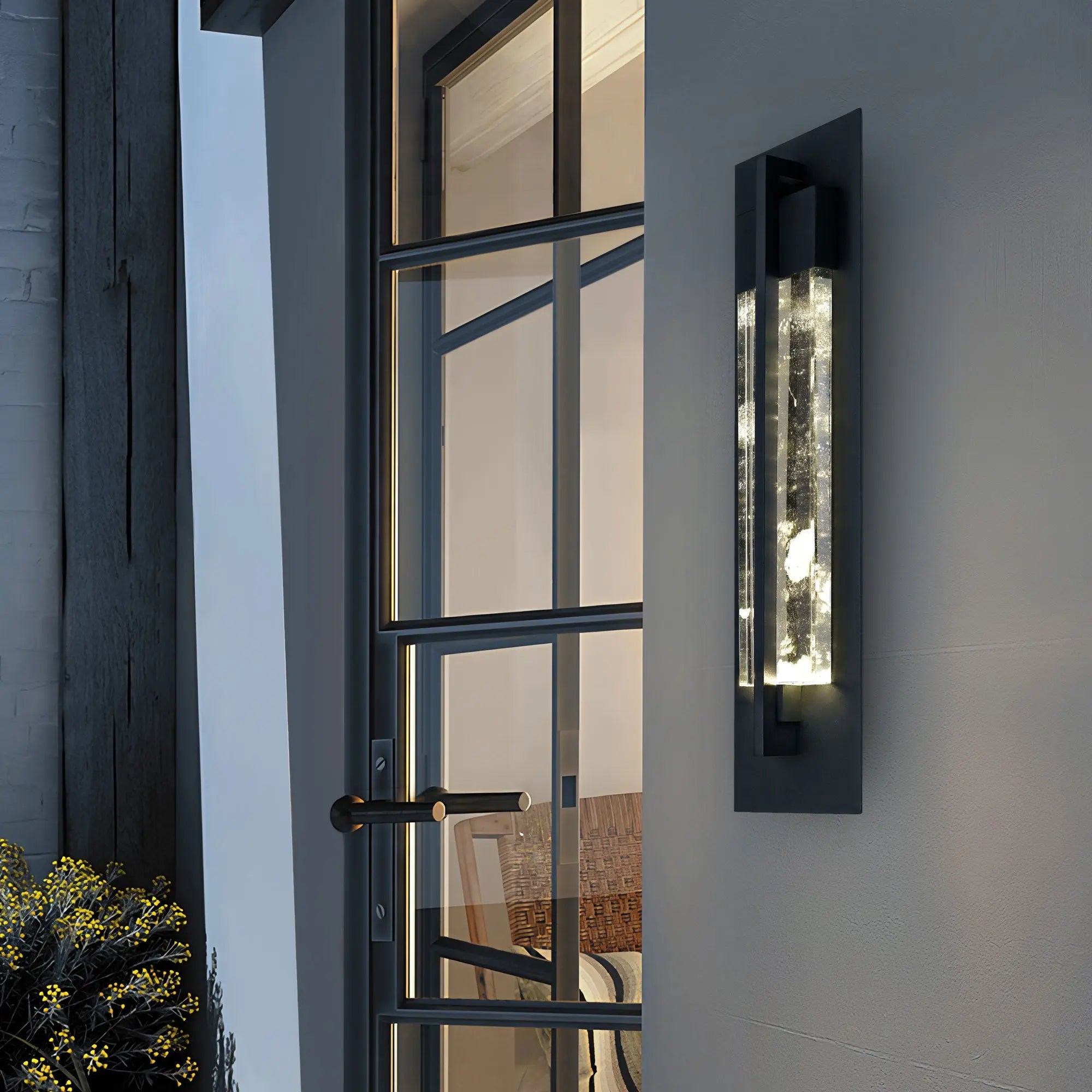 Alteck Rivera 26-Inch Black 3-CCT LED Outdoor Wall Light - AW0134-3CCT-W-BK - Application Exterior Image