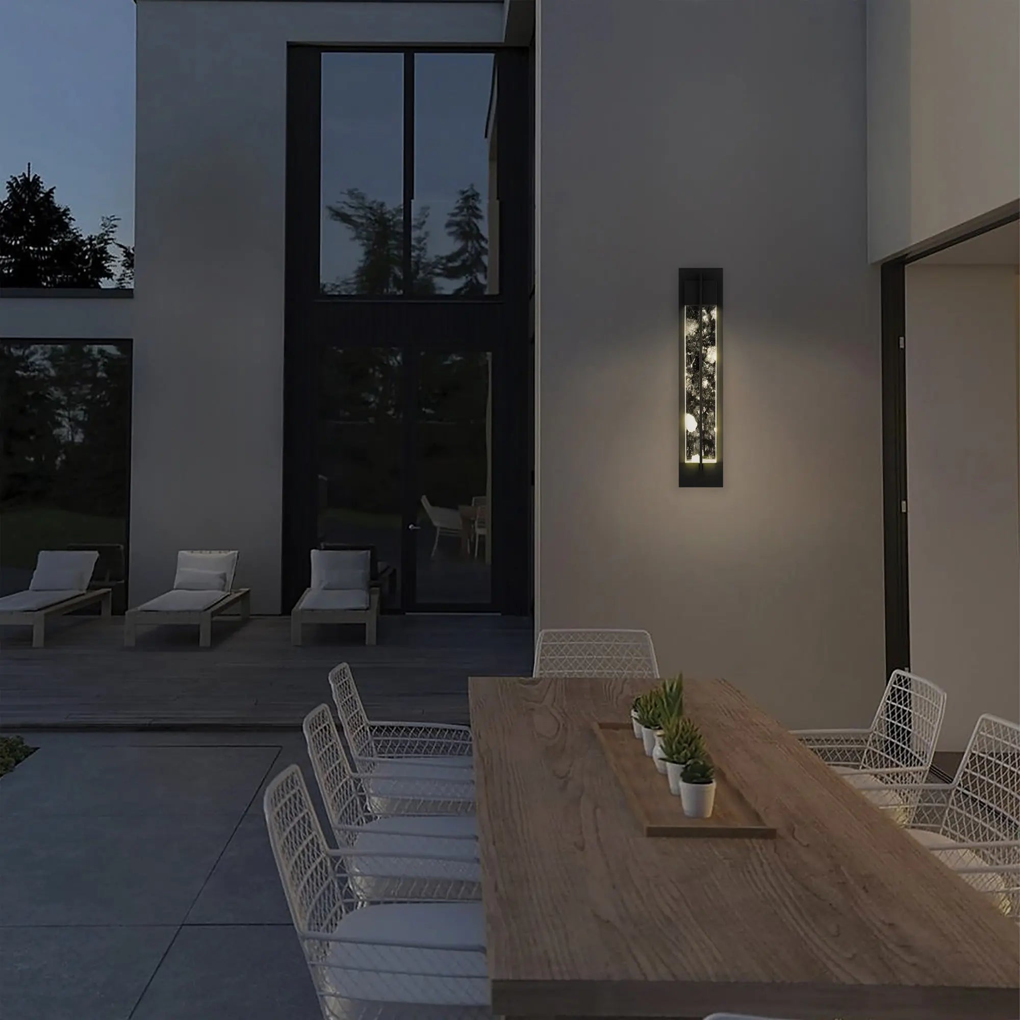 Alteck Rivera 32-Inch Black 3-CCT LED Outdoor Wall Light - AW0135-3CCT-W-BK - Application Exterior Image