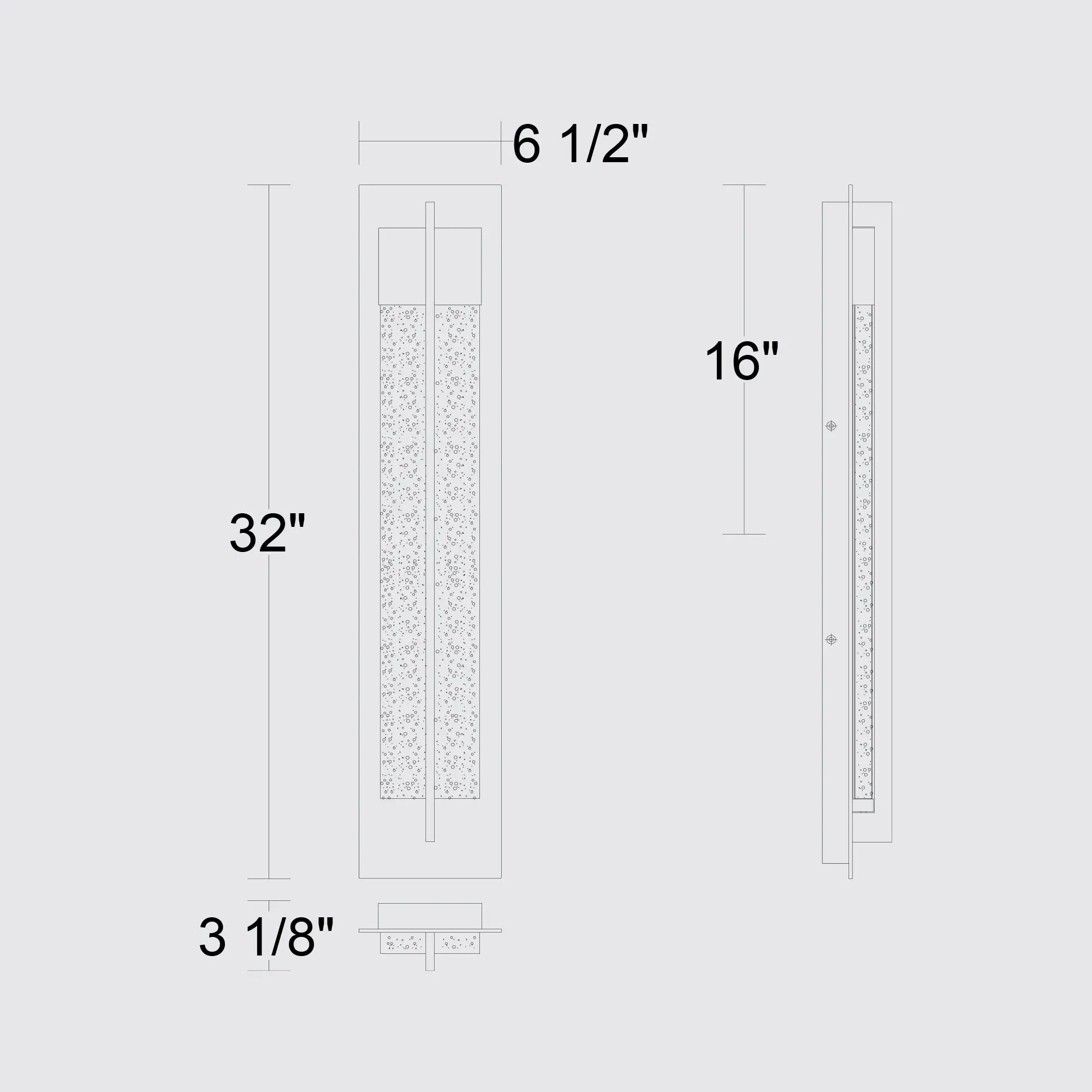 Alteck Rivera 32-Inch Black 3-CCT LED Outdoor Wall Light - AW0135-3CCT-W-BK - Line Drawing