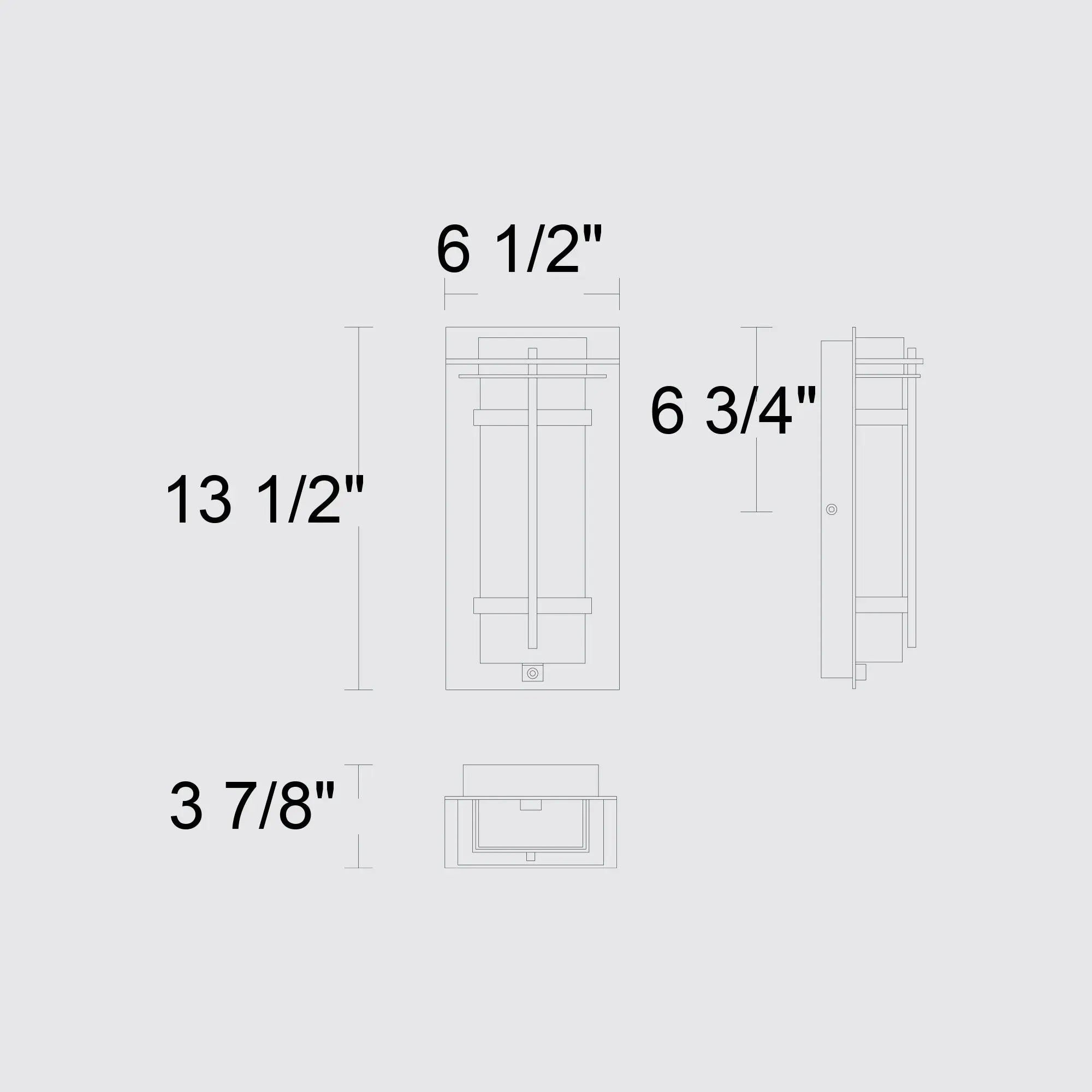 Alteck Frank 13.5-Inch Black 3-CCT LED Outdoor Wall Light - AW0136-3CCT-W-BK - Line Drawing