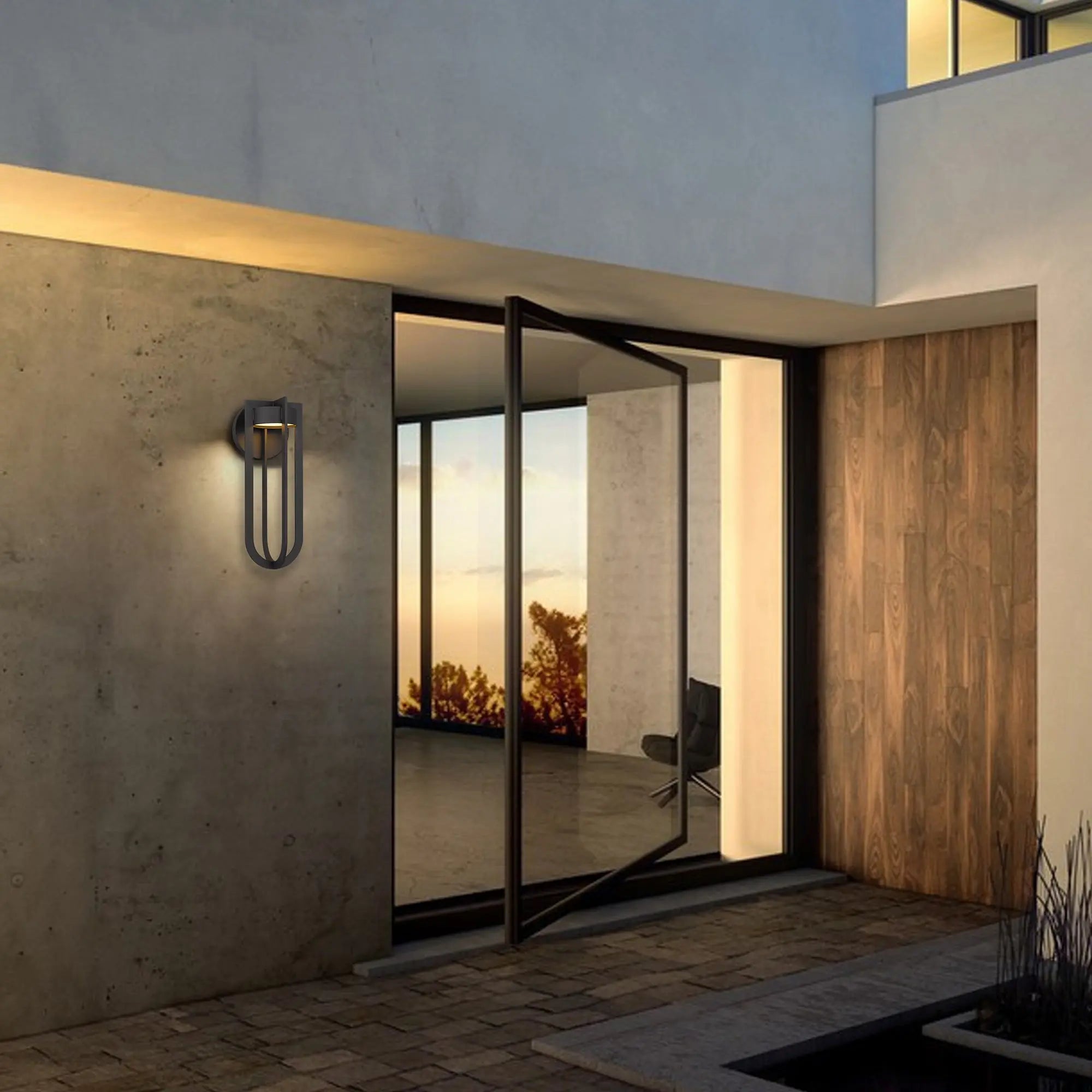 Alteck Furo 16.375-Inch Dark Bronze 3-CCT LED Outdoor Wall Light - AW0139-3CCT-W-DB - Application Exterior Image