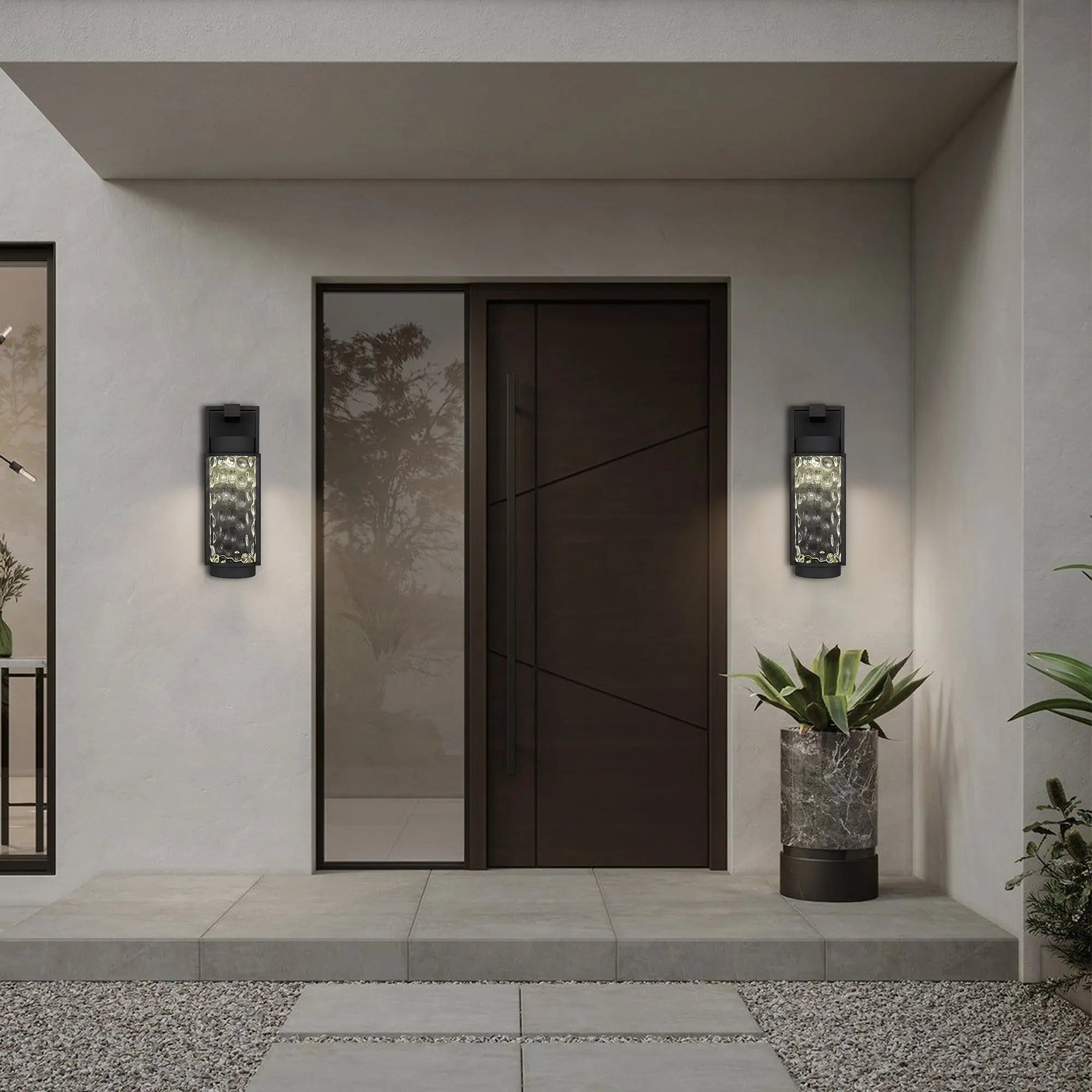Alteck Winston 17-Inch Black 3-CCT LED Outdoor Wall Light - AW0141-3CCT-W-BK - Application Exterior Image