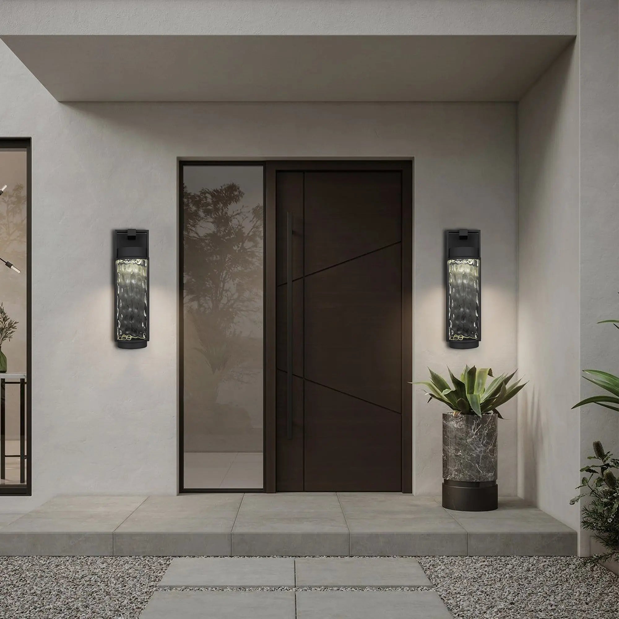 Alteck Winston 21.75-Inch Black 3-CCT LED Outdoor Wall Light - AW0142-3CCT-W-BK - Application Exterior Image