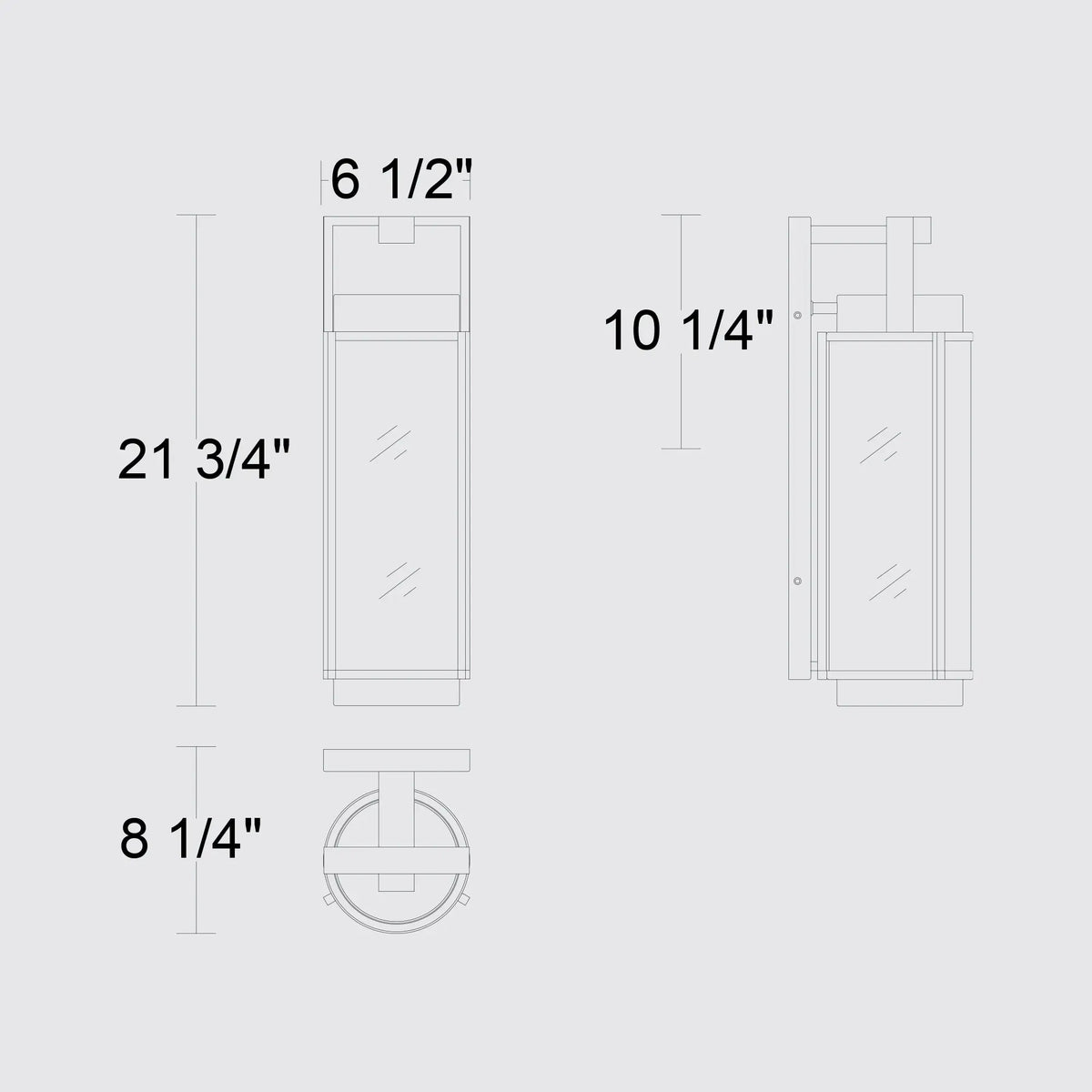 Alteck Winston 21.75-Inch Black 3-CCT LED Outdoor Wall Light - AW0142-3CCT-W-BK - Line Drawing