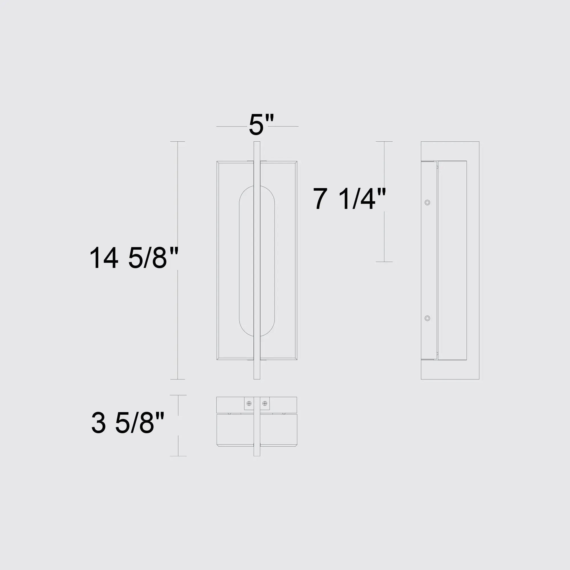 Alteck Avani 14.625-Inch Black 3-CCT LED Outdoor Wall Light - AW0143-3CCT-W-BK - Line Drawing
