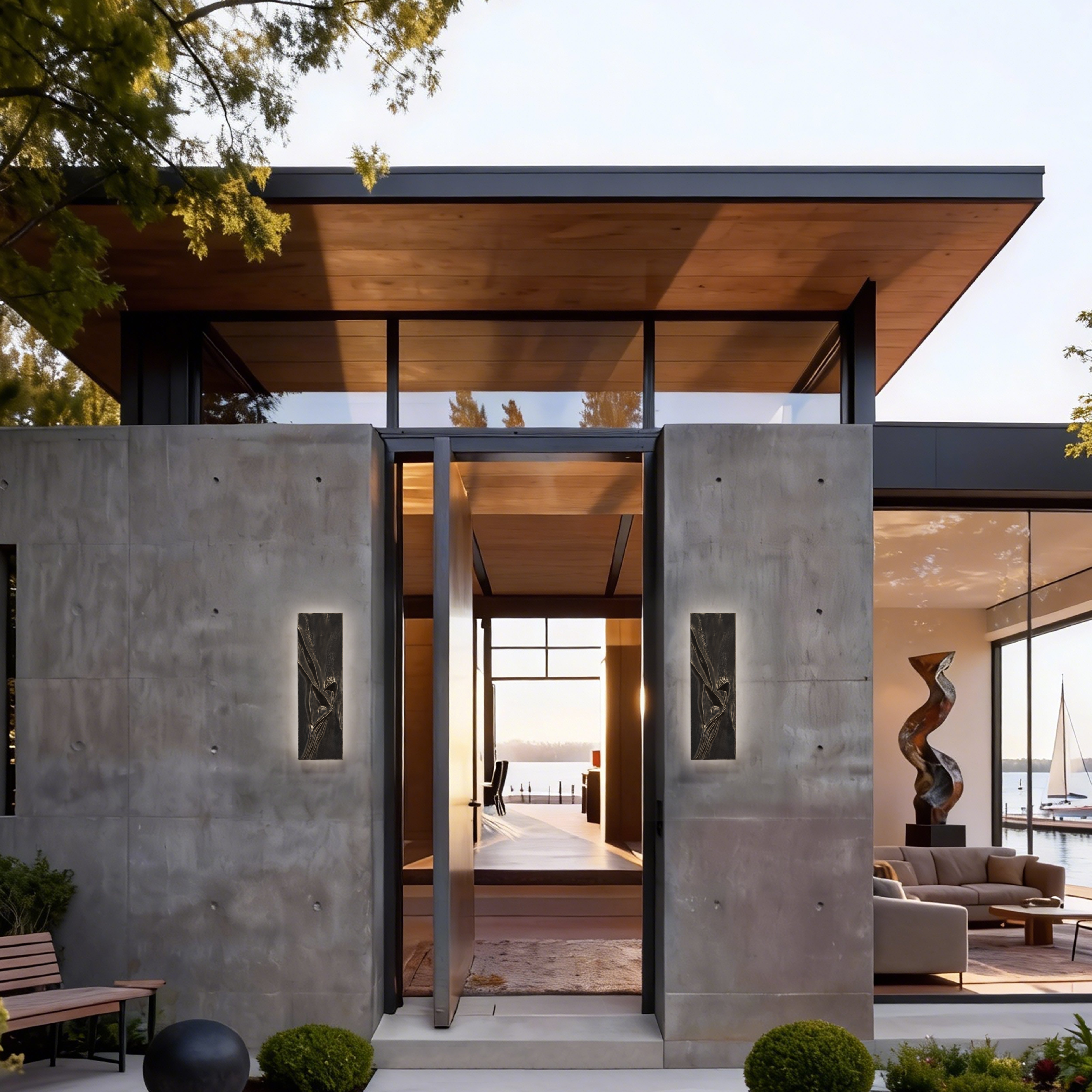 Alteck Chisel 26-Inch Painted Patina Bronze LED Outdoor Wall Light - AW0160-5CCT-W-PBZ - Product Image 2