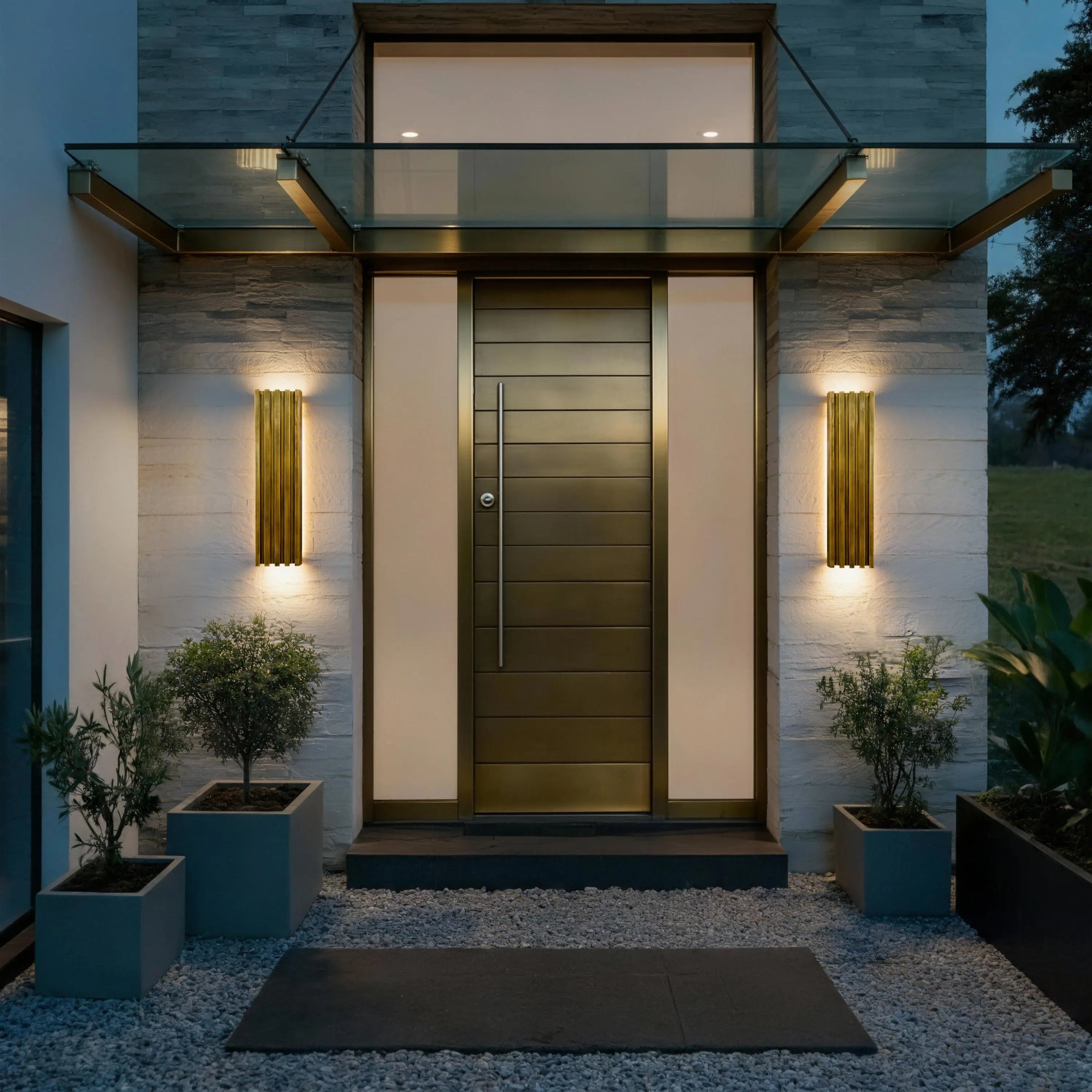 Alteck Corithian 32-Inch Painted Antique Brass LED Outdoor Wall Light - AW0161-5CCT-W-PAB - Product Image 3