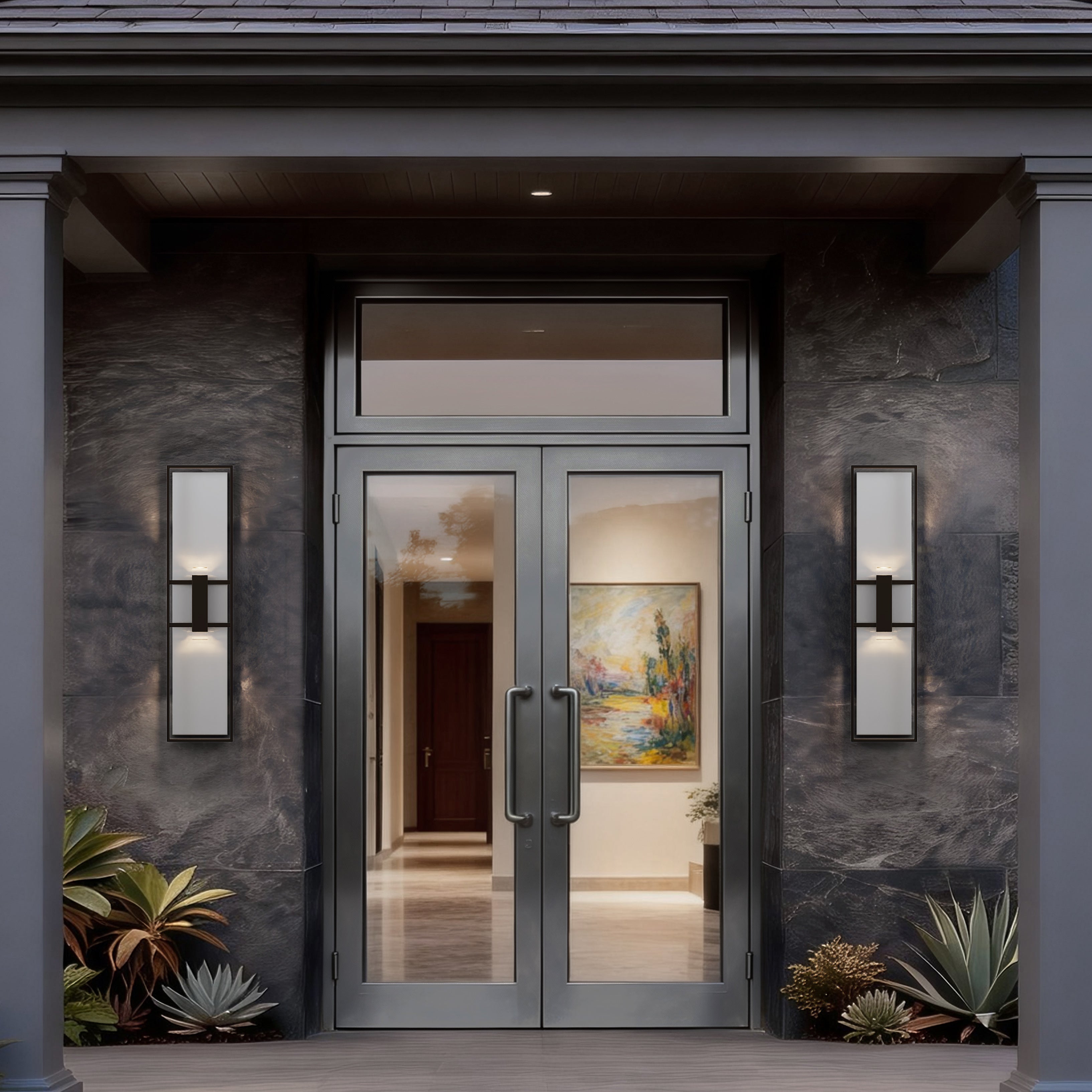 Alteck Mars 42-Inch Black 3-CCT LED Outdoor Wall Light - AW0166-3CCT-W-BK - Product Image 2