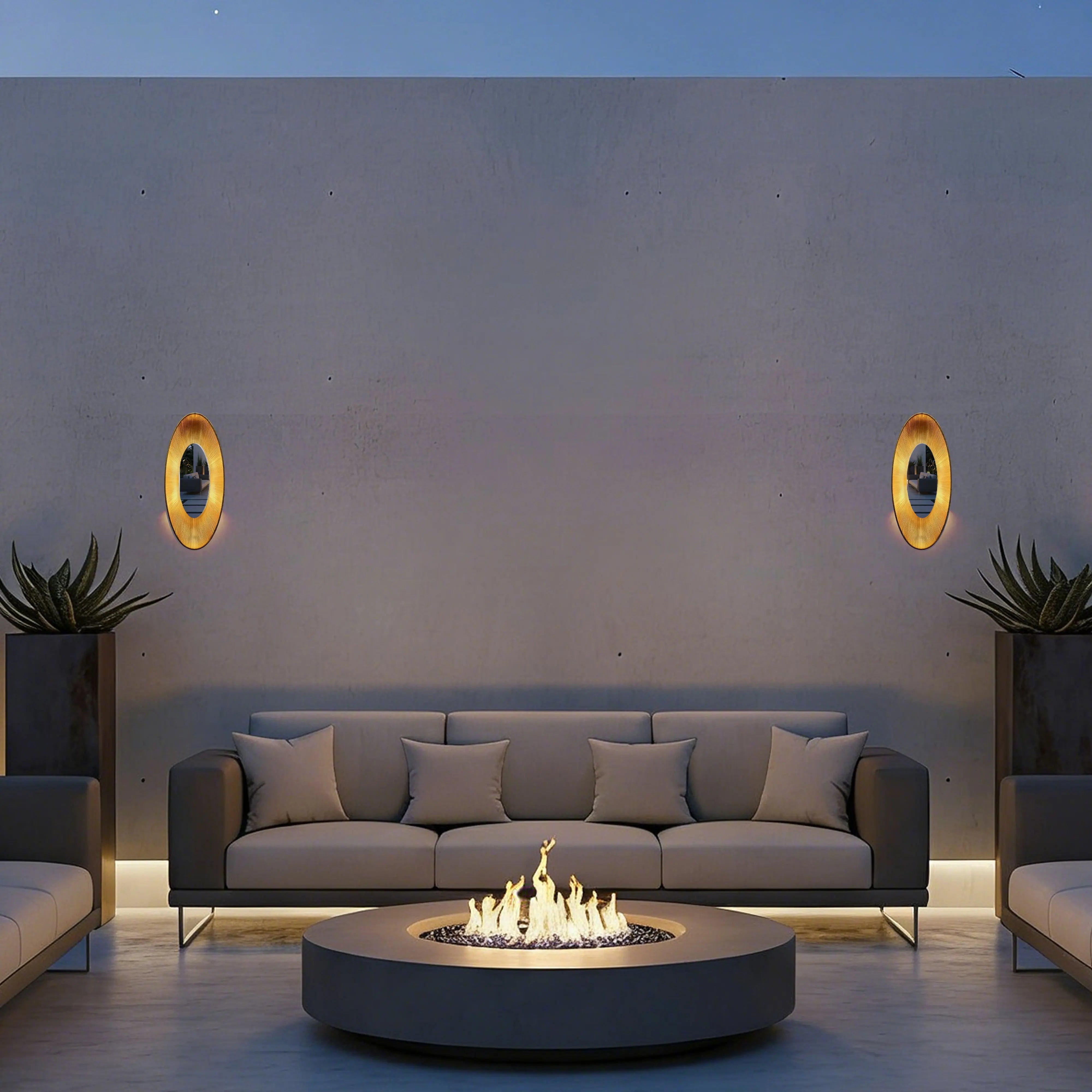 Alteck Oval 22-Inch Painted Antique Brass LED Outdoor Wall Light - AW0169-5CCT-W-PAB - Product Image 3