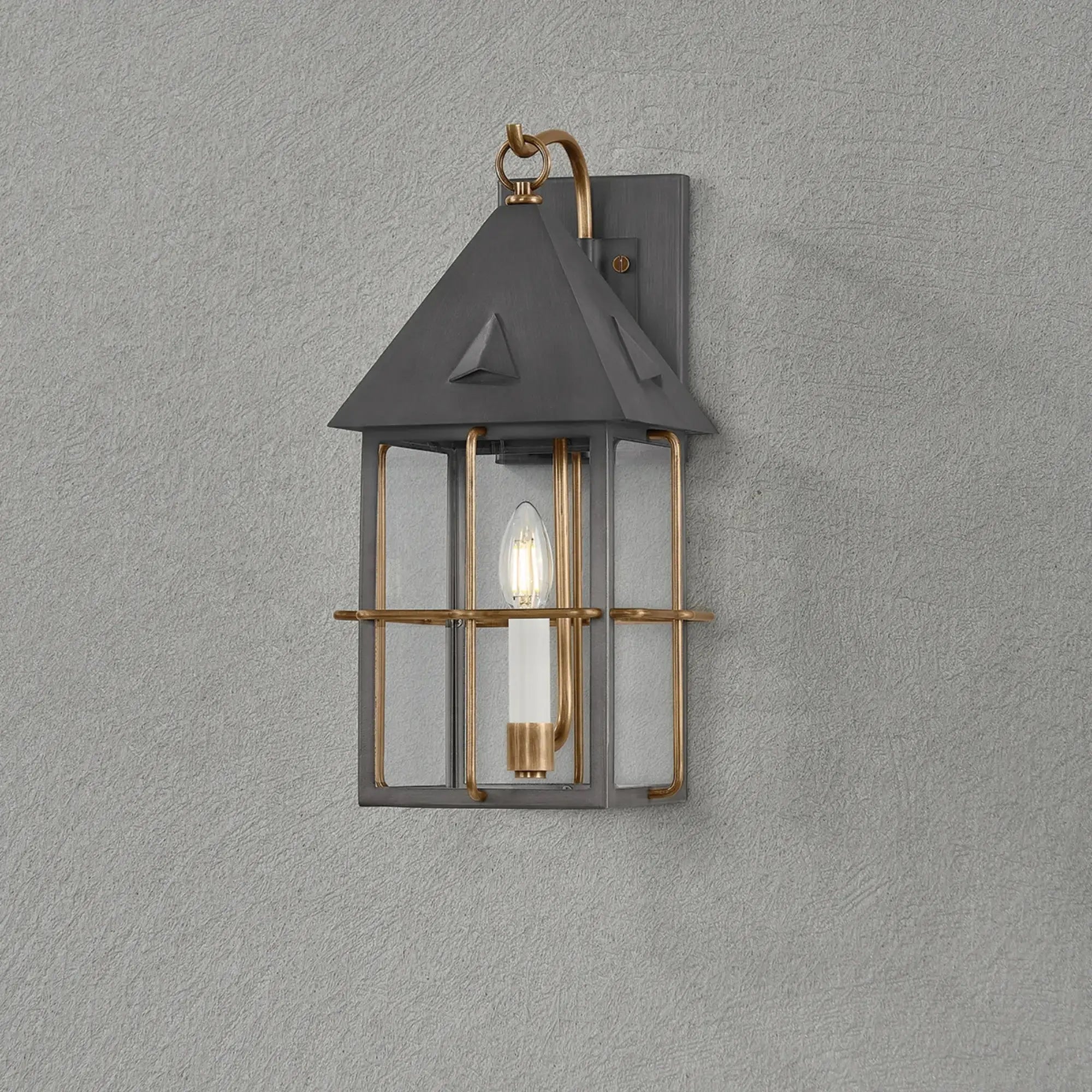 Troy Lighting Toby 17-Inch Outdoor Wall Sconce - Patina Brass - Wet Rated - B6617-PBR/GRA Troy Lighting