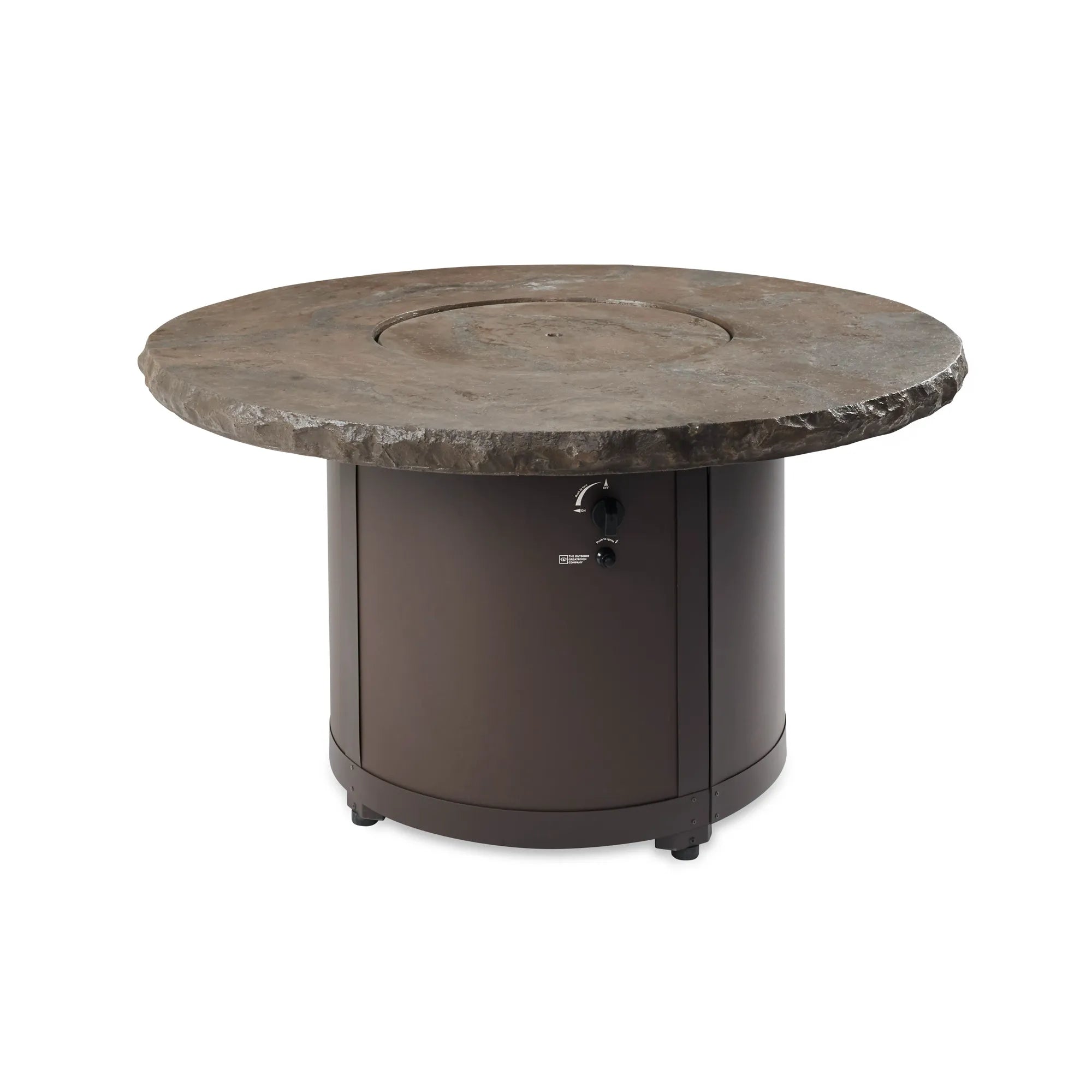 Beacon 48″ Round Gas Fire Table – Marbleized Noche – The Outdoor GreatRoom Company