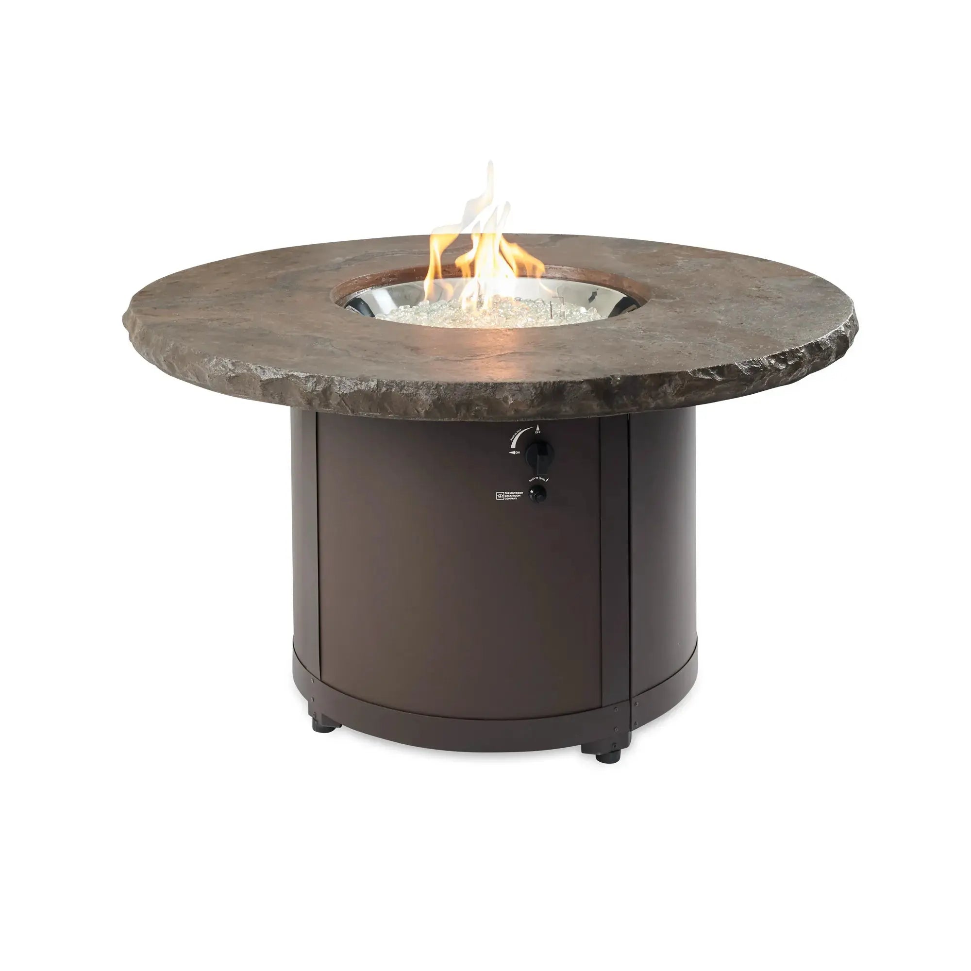 Beacon 48″ Round Gas Fire Table – Marbleized Noche – The Outdoor GreatRoom Company The Outdoor GreatRoom Company