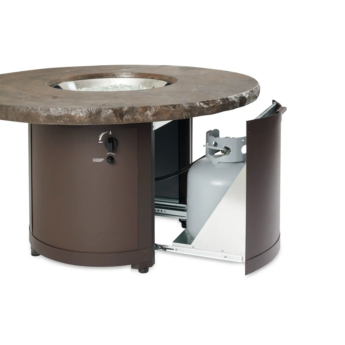 Beacon 48″ Round Gas Fire Table – Marbleized Noche – The Outdoor GreatRoom Company The Outdoor GreatRoom Company
