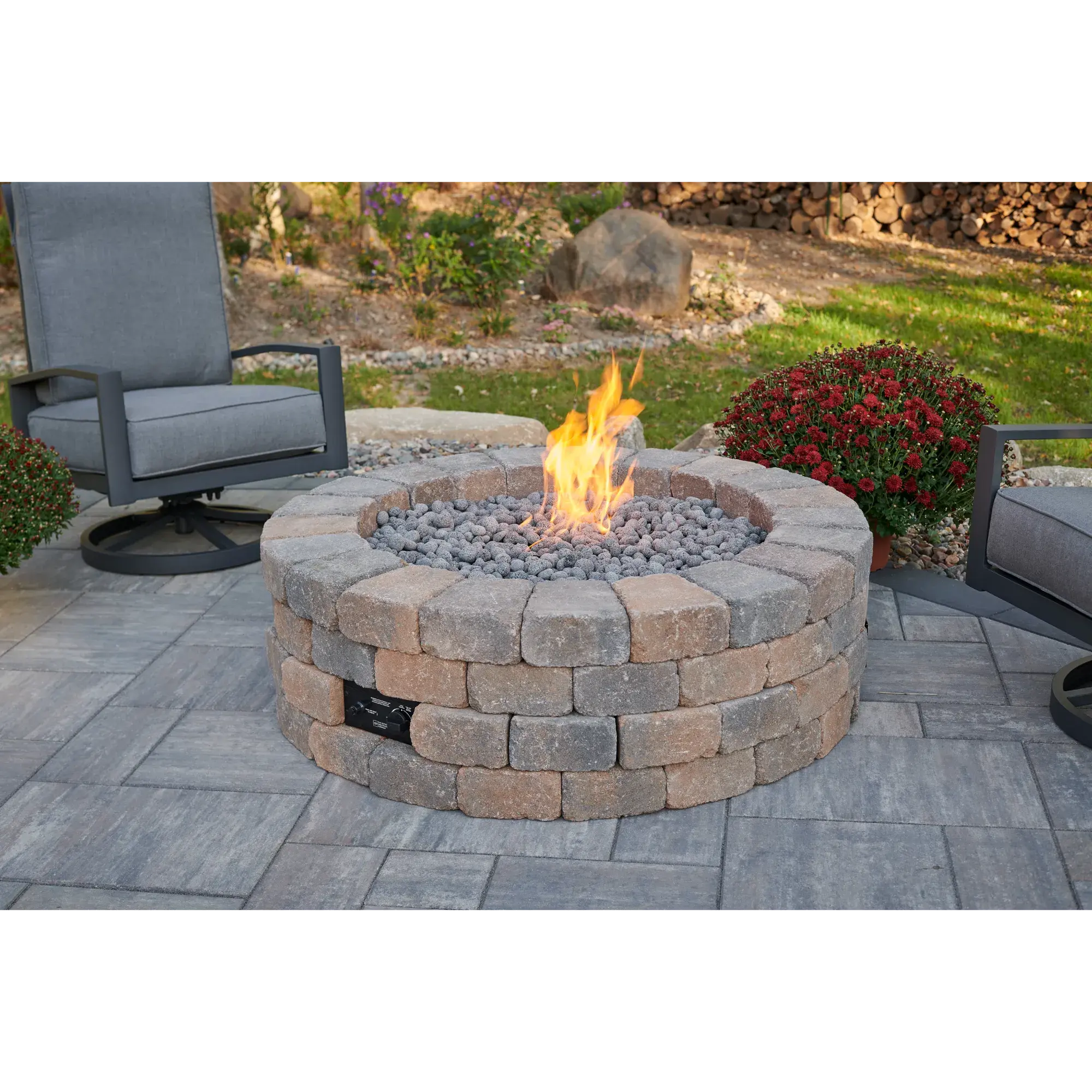 Bronson 52″ Round Gas Fire Pit Kit – Block Paver Style by The Outdoor GreatRoom Company The Outdoor GreatRoom Company