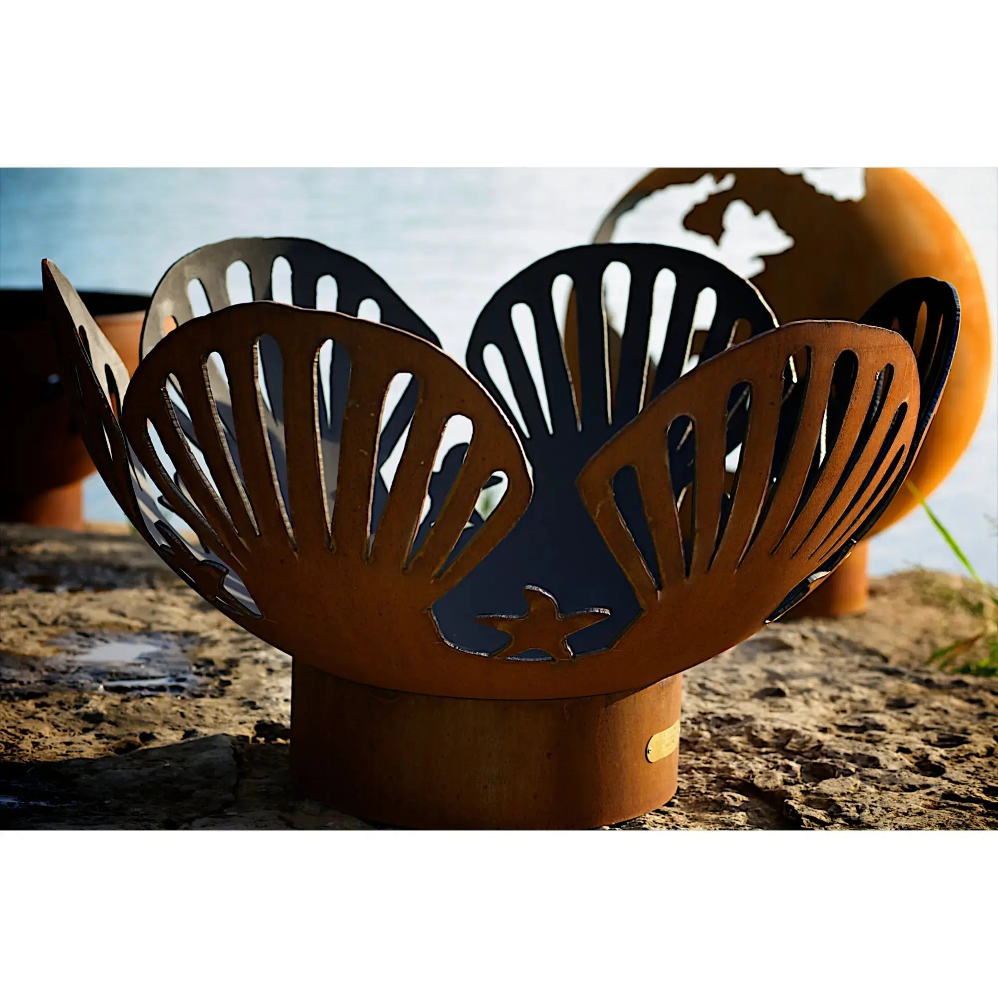 Barefoot Beach 42″ Round Wood Burning Fire Pit – Carbon Steel by Fire Pit Art Fire Pit Art