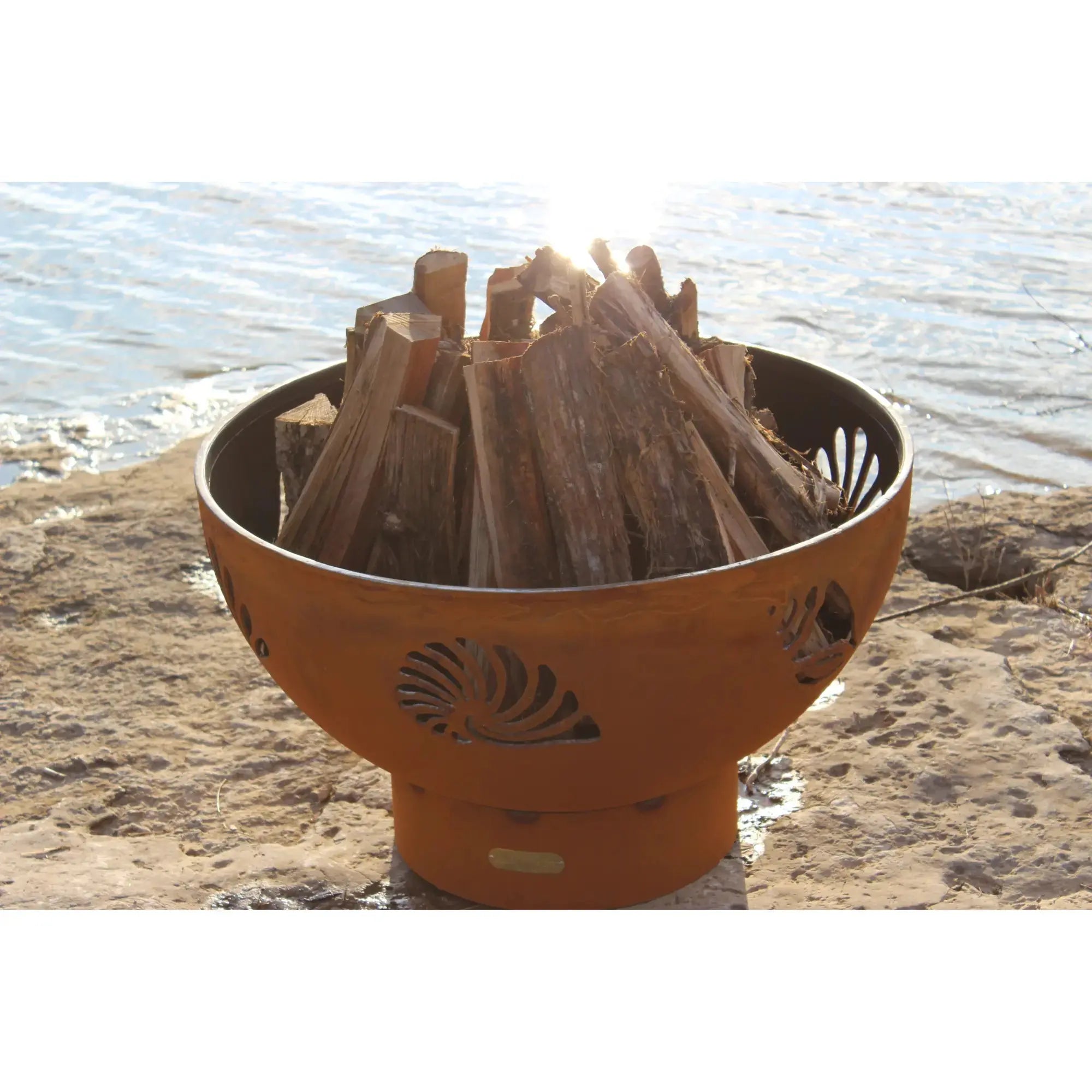 Beachcomber 36″ Round Wood Burning Fire Pit – Carbon Steel by Fire Pit Art Fire Pit Art
