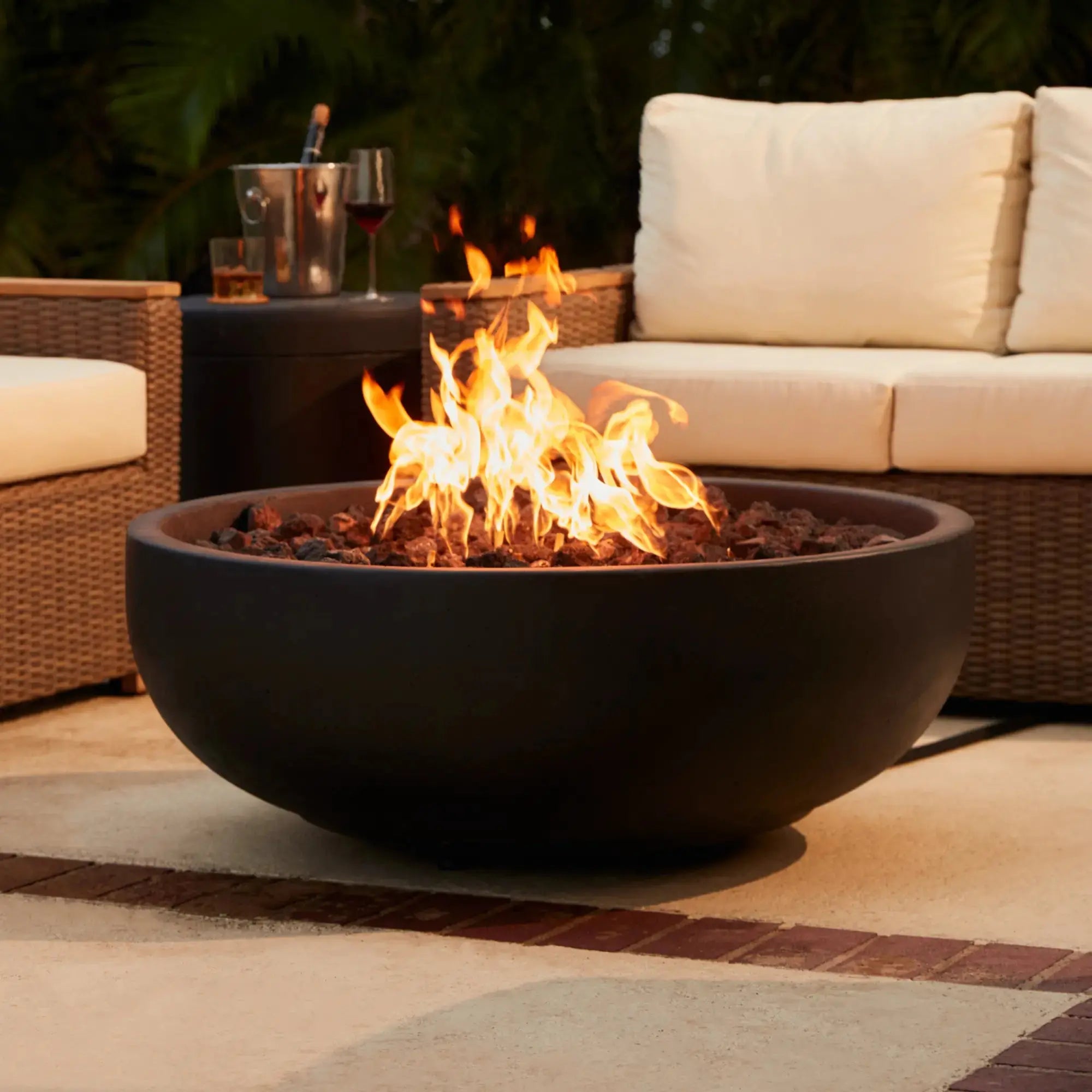 Blaze 38" Round Concrete Fire Bowl – Natural Gas – BLZ-38-FBOWL-NG Blaze