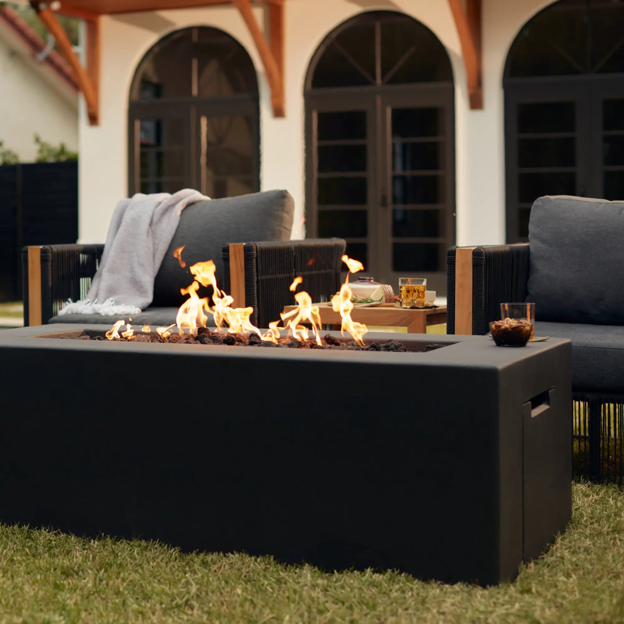 Blaze 60" Rectangular Concrete Gas Fire Pit Table – Natural Gas – BLZ-60-FTABLE-NG