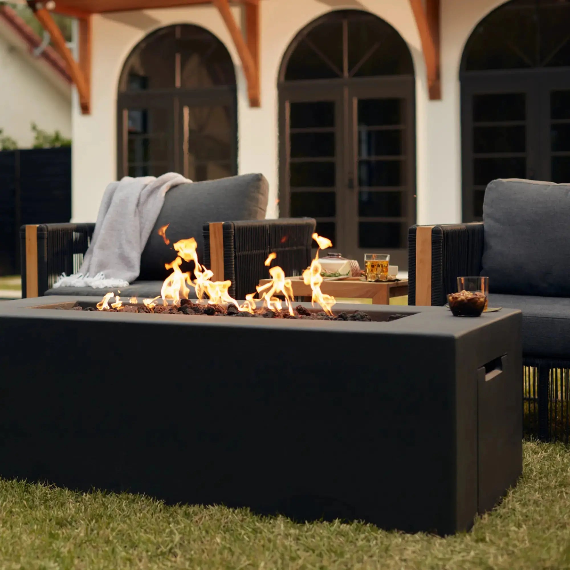 Blaze 60" Rectangular Concrete Gas Fire Pit Table – Natural Gas – BLZ-60-FTABLE-NG Blaze