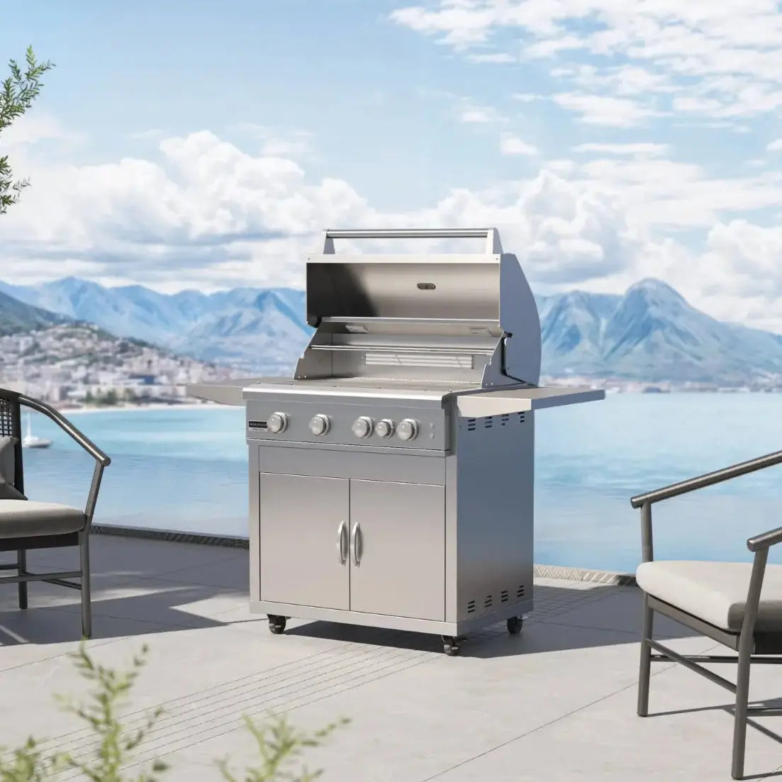 Broilmaster B-Series 32-Inch Fully Loaded 4-Burner Freestanding Gas Grill with Cart broilmaster