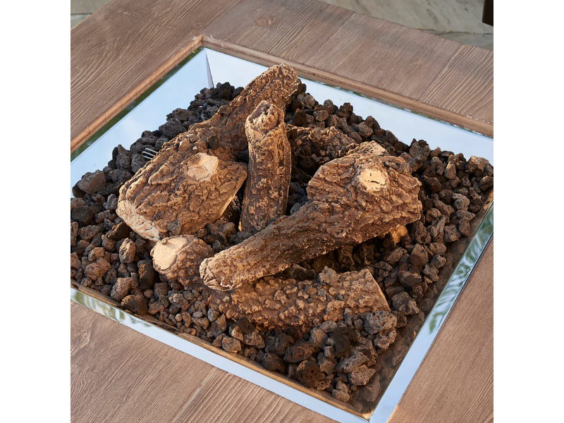 Ceramic Log Set with Black Lava Rock