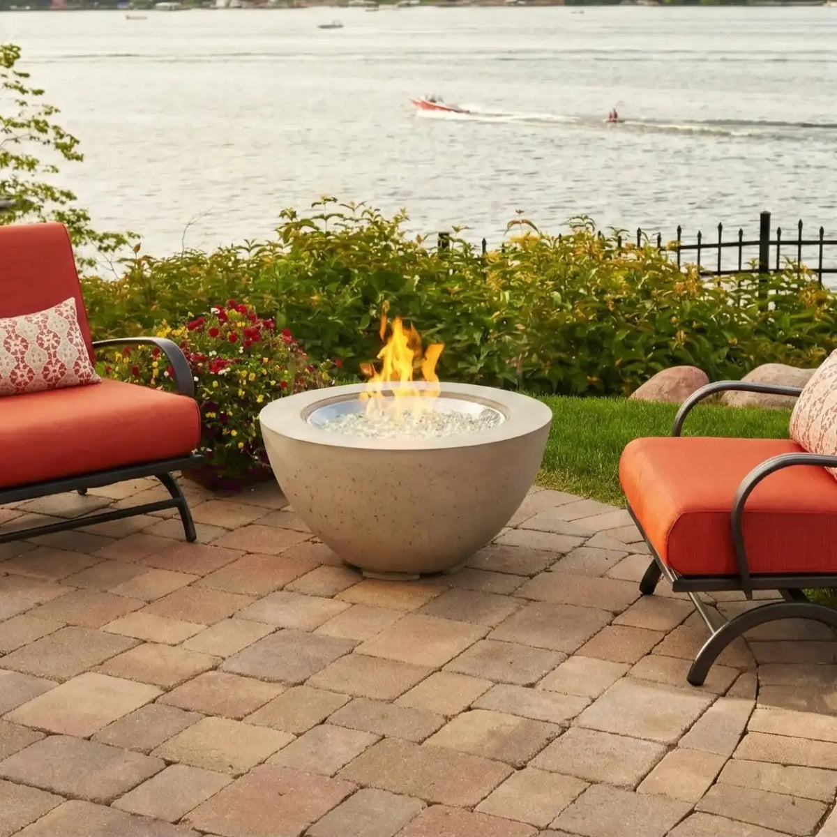 Cove 29″ Round Concrete Gas Fire Pit Bowl – The Outdoor GreatRoom Company The Outdoor GreatRoom Company