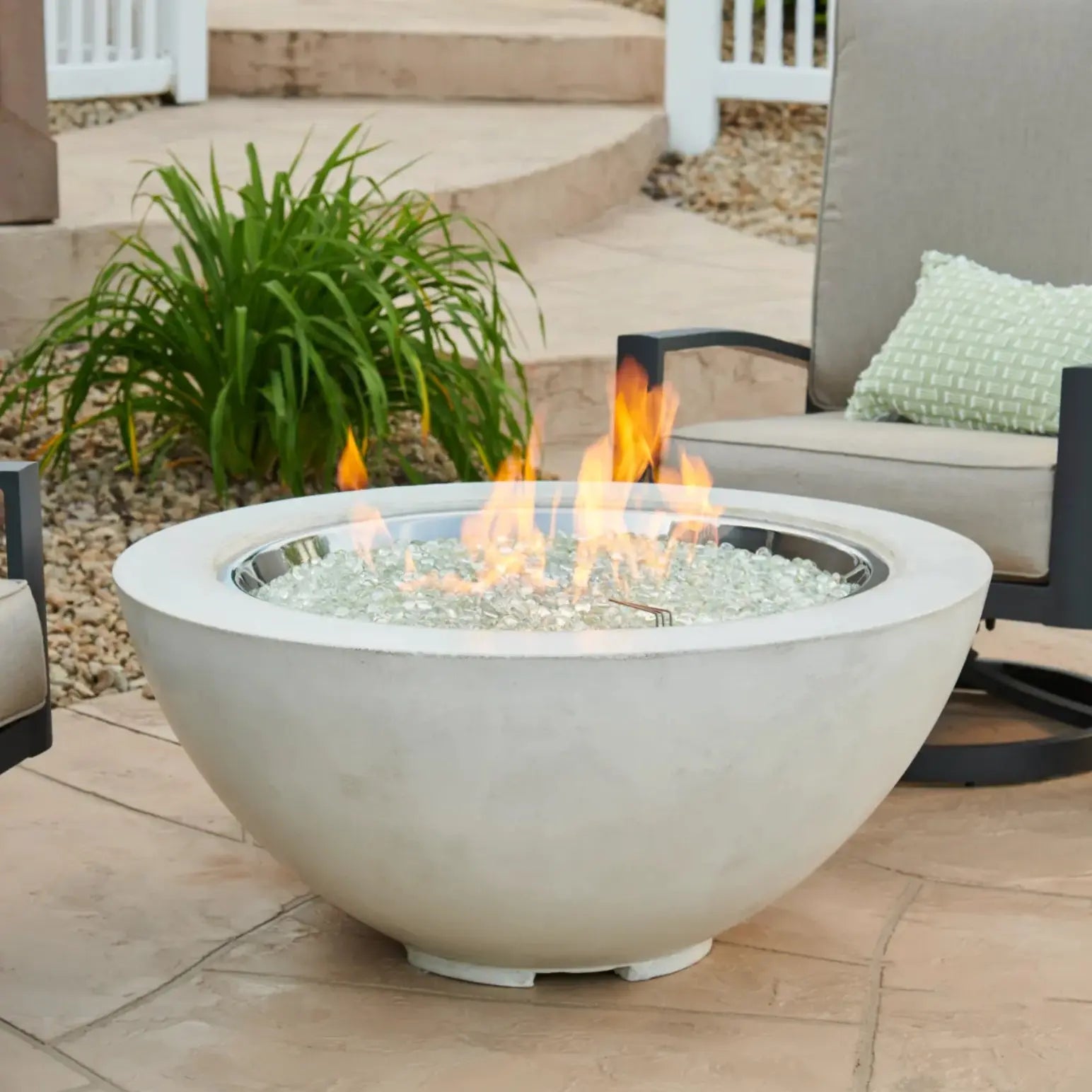 Cove 42″ Round Concrete Gas Fire Pit Bowl – The Outdoor GreatRoom Company The Outdoor GreatRoom Company