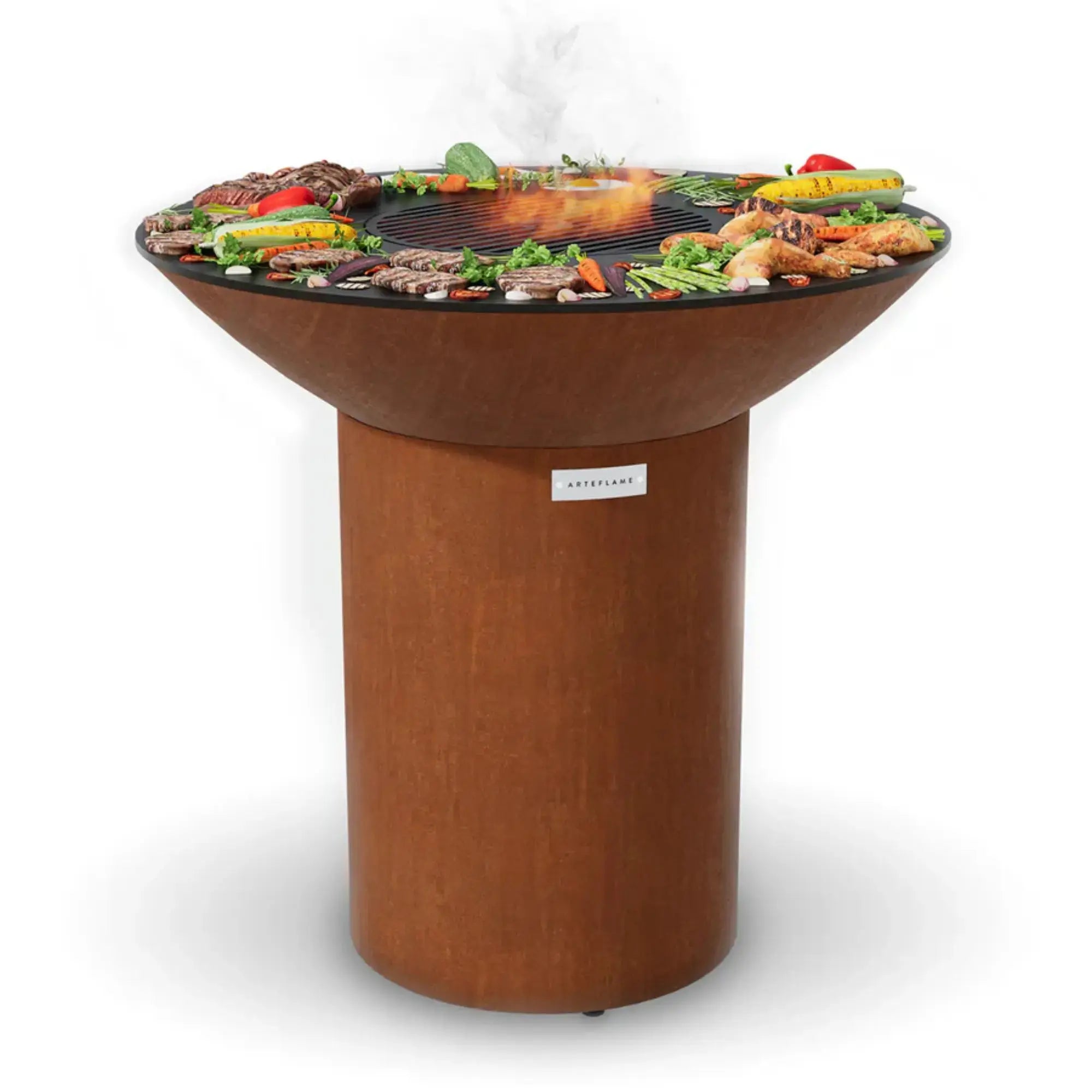 Arteflame 40" Flat Top Grill with High Round Base Arteflame