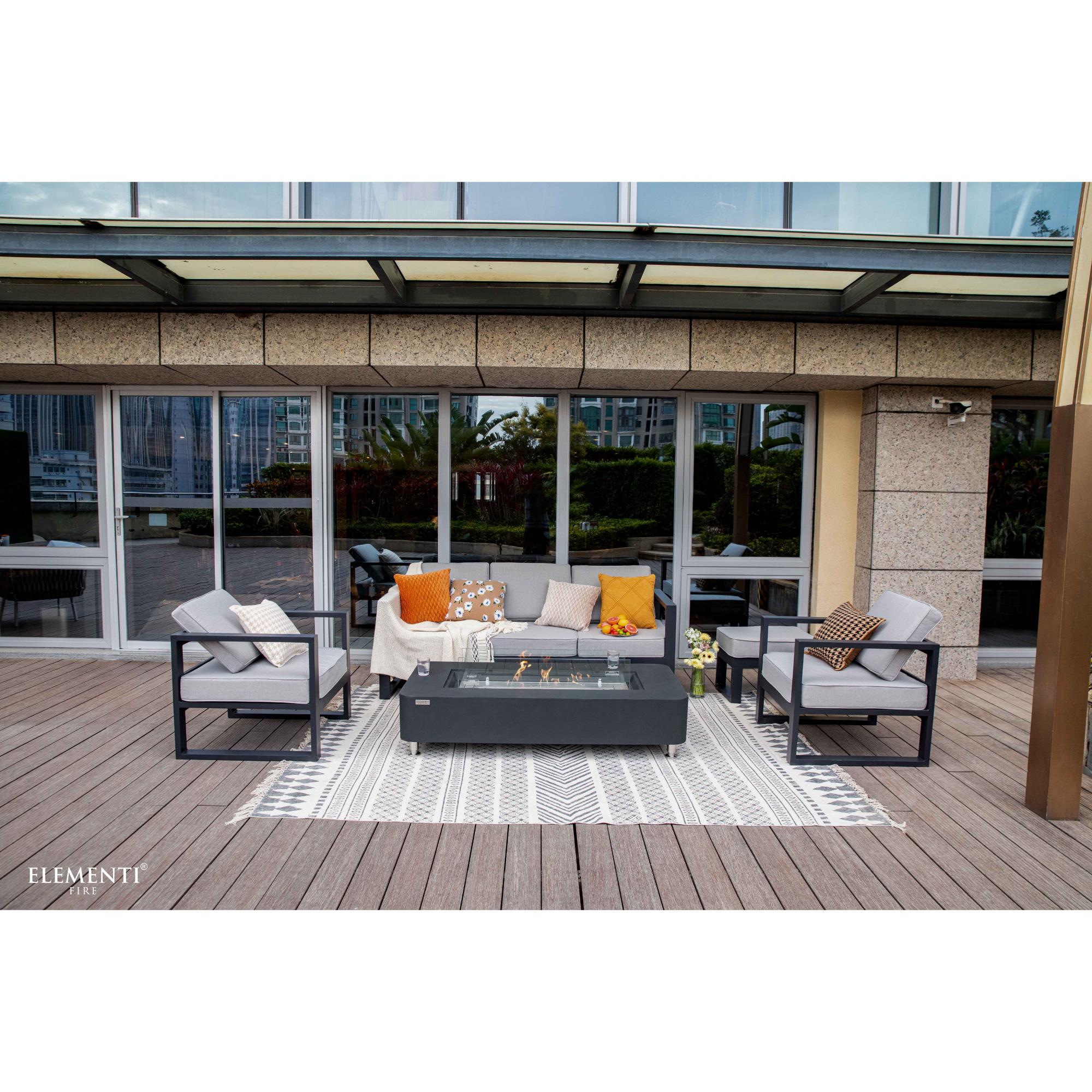 Sydney 62″ Rectangular Concrete Ethanol Fire Table – Elementi