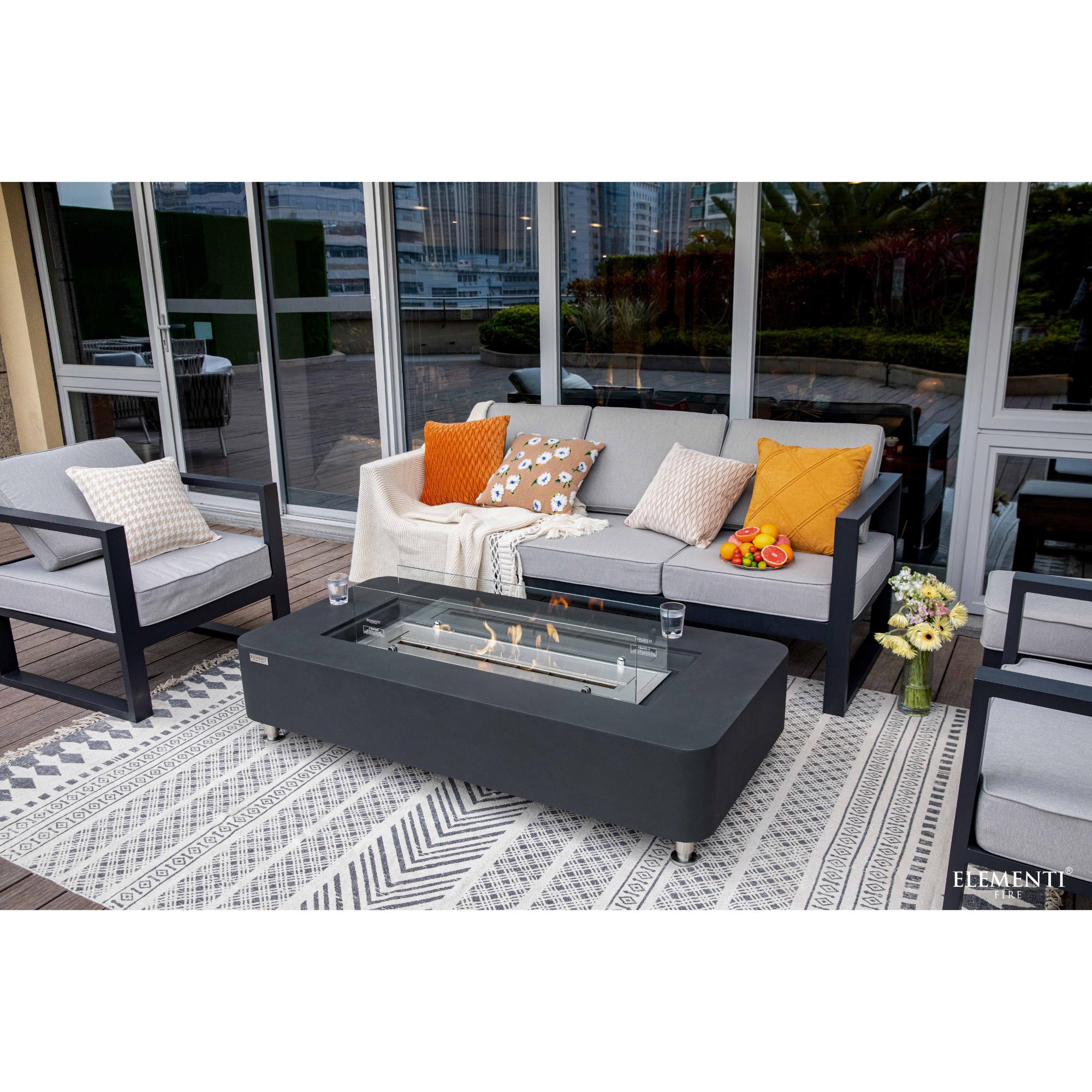 Sydney 62″ Rectangular Concrete Ethanol Fire Table – Elementi
