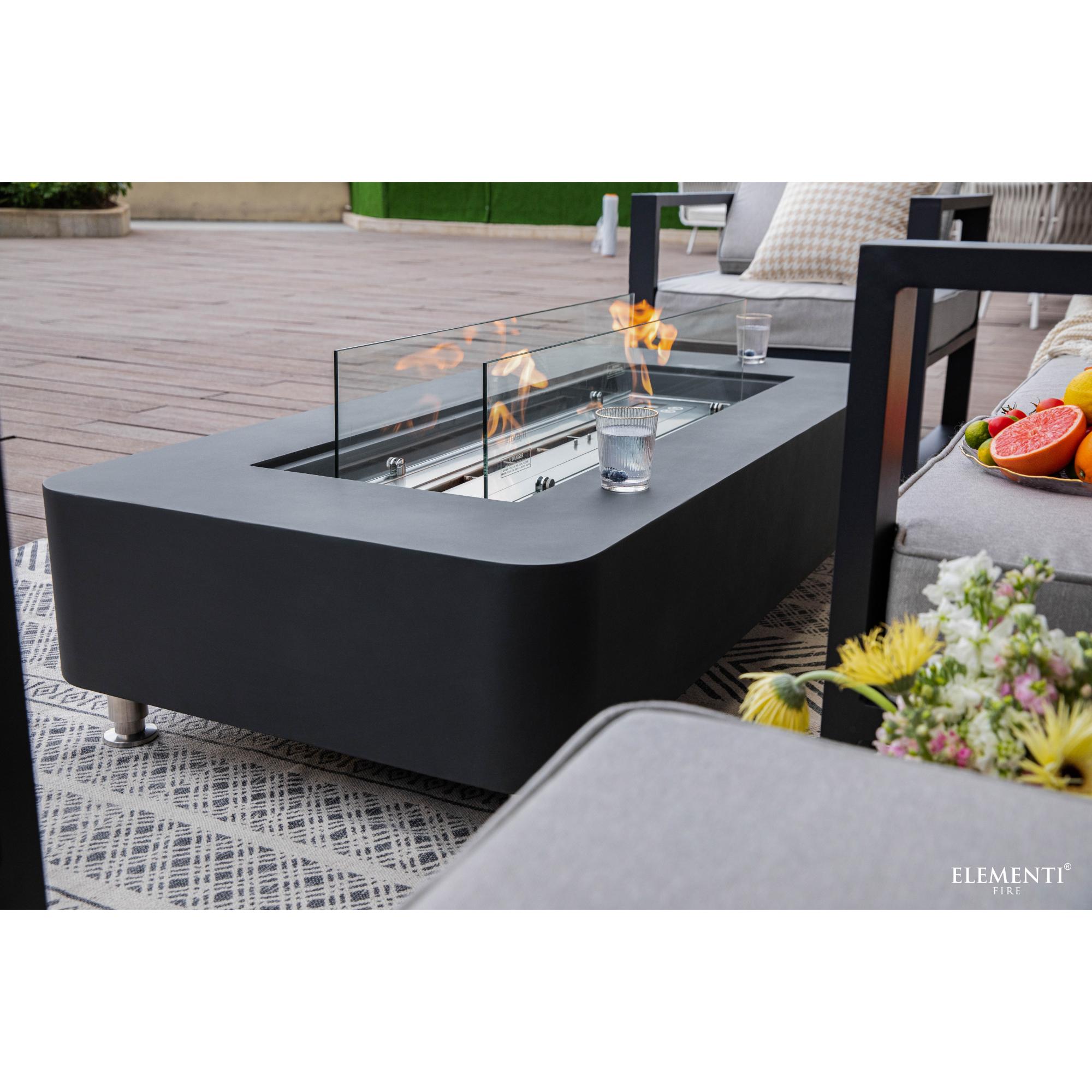 Sydney 62″ Rectangular Concrete Ethanol Fire Table – Elementi