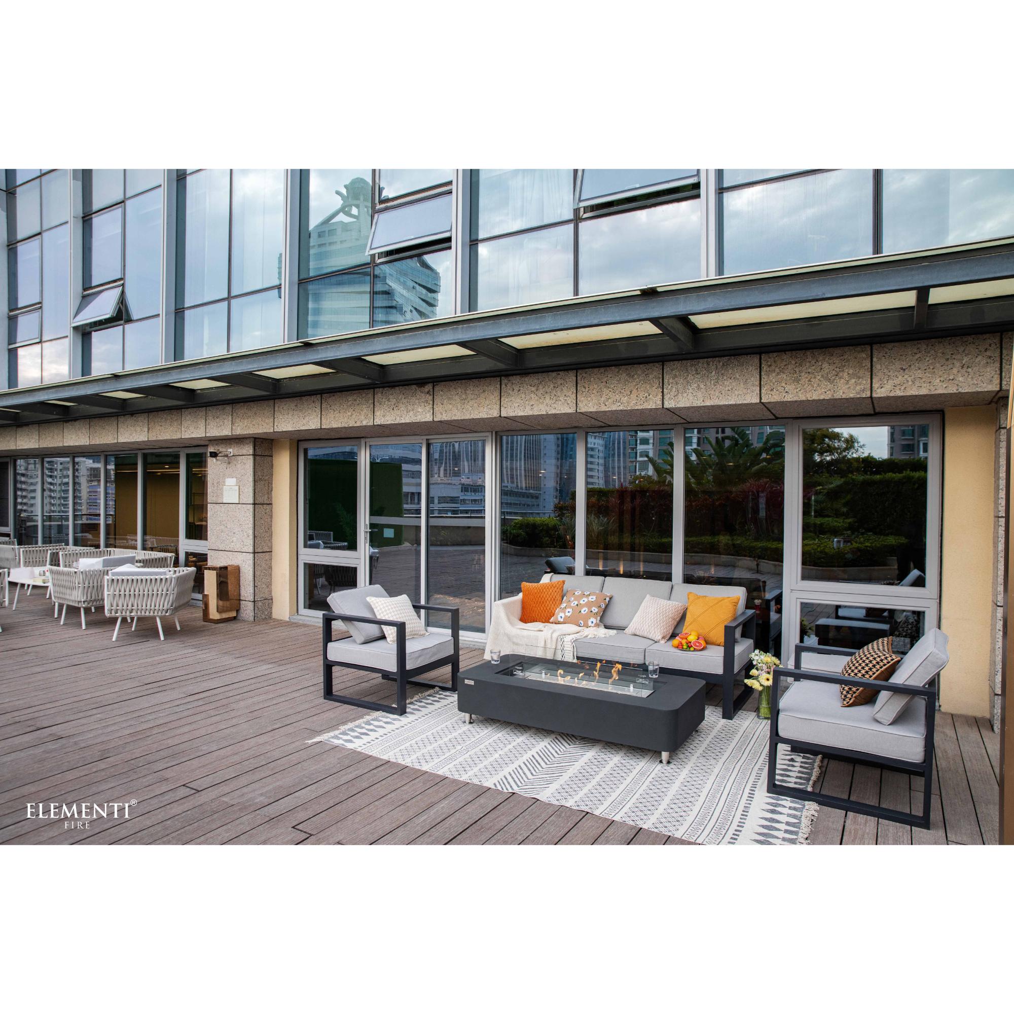 Sydney 62″ Rectangular Concrete Ethanol Fire Table – Elementi