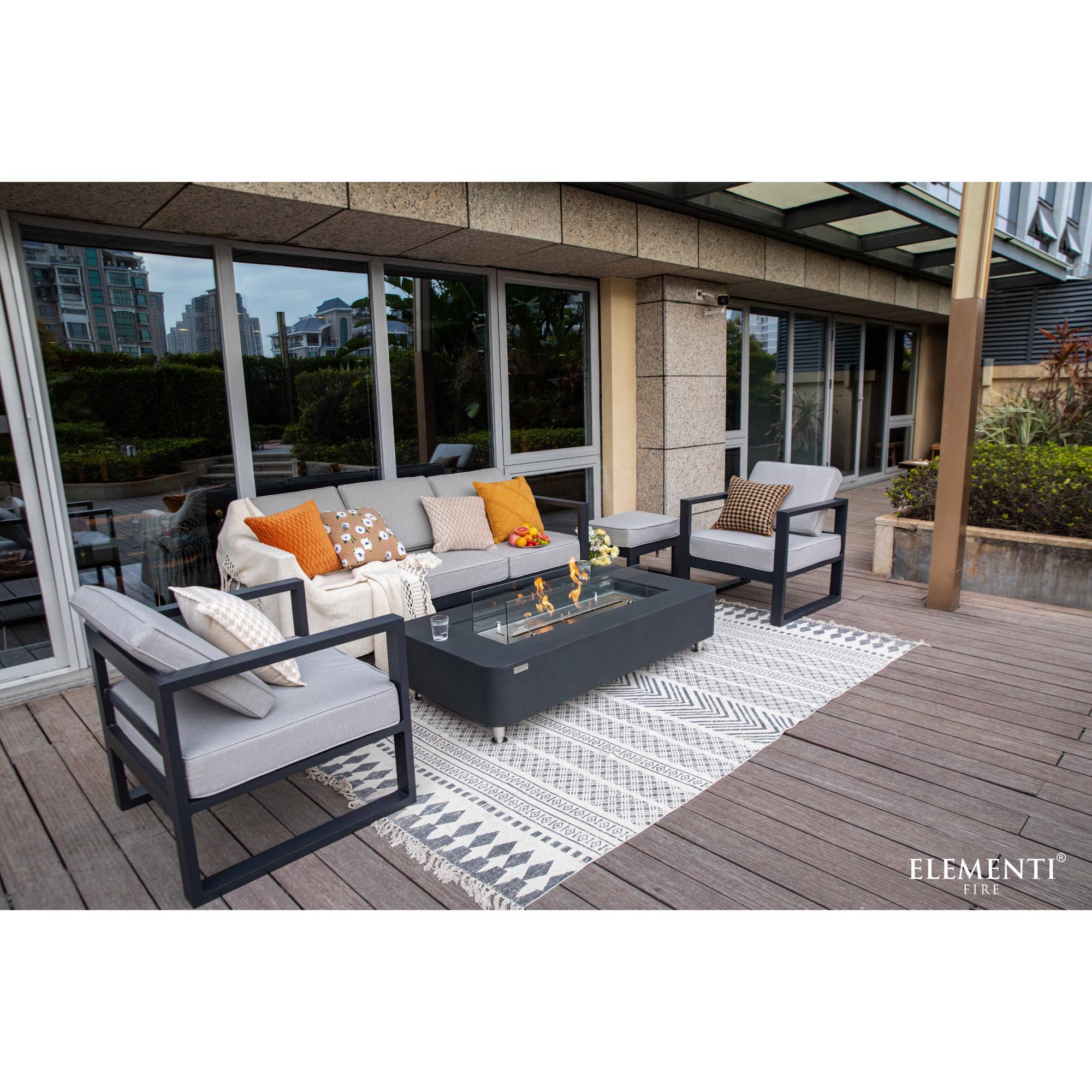 Sydney 62″ Rectangular Concrete Ethanol Fire Table – Elementi