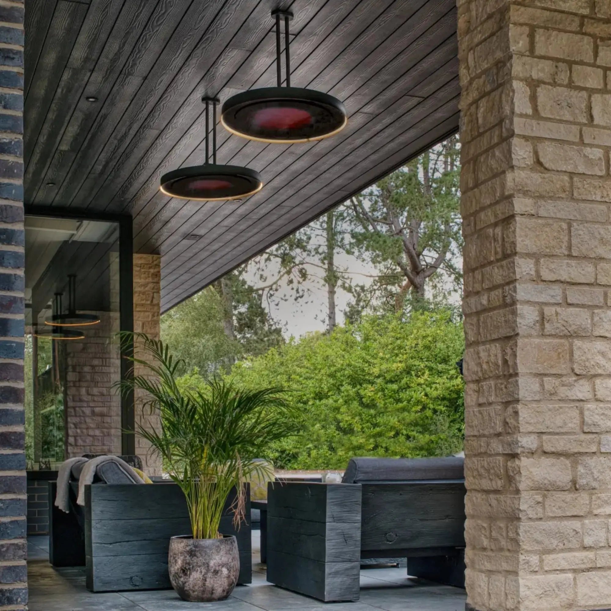 Eclipse Smart-Heat Electric Patio Heater with LED – Twin Pole Mount – 2900W – Bromic Bromic Heating