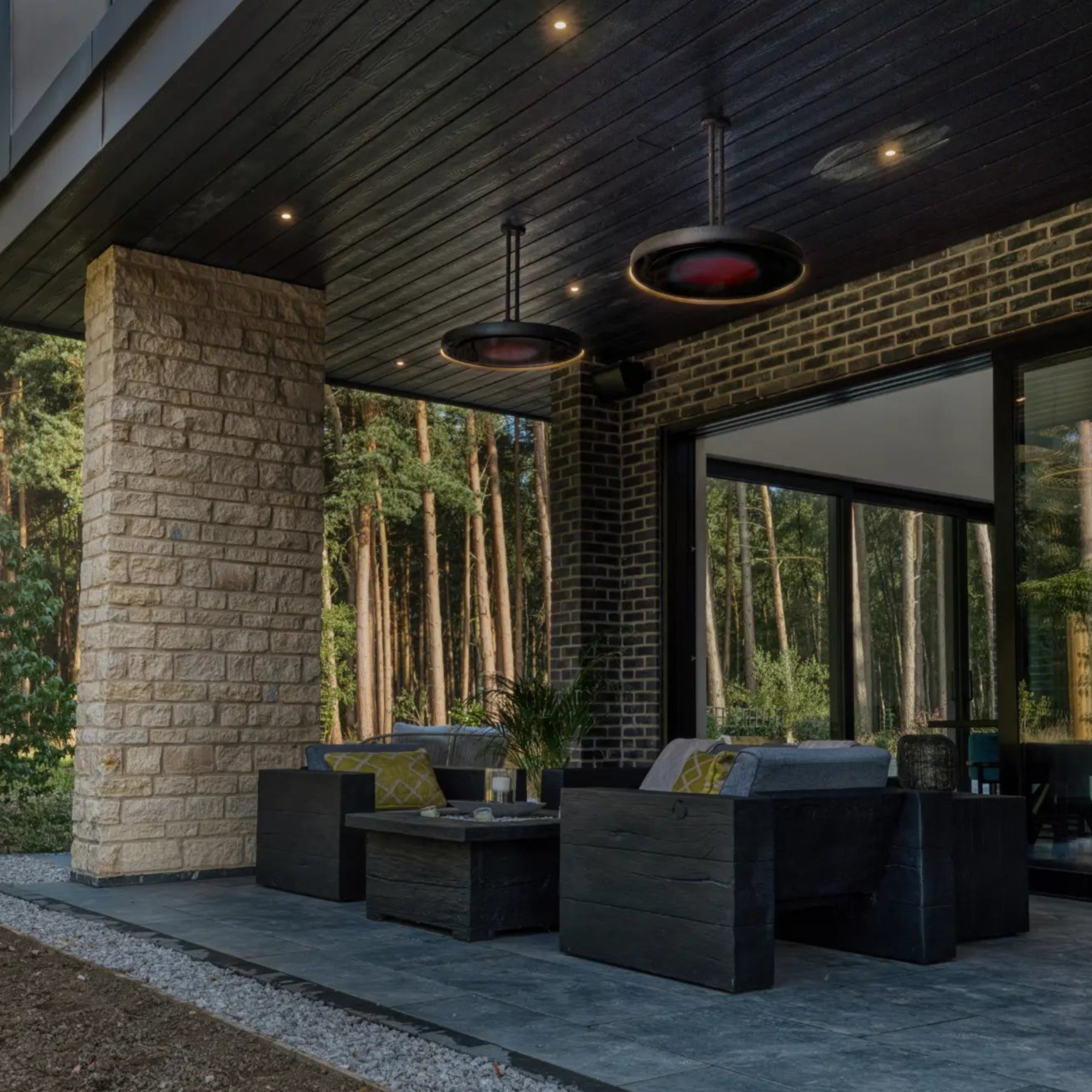 Eclipse Smart-Heat Electric Patio Heater with LED – Twin Pole Mount – 2900W – Bromic