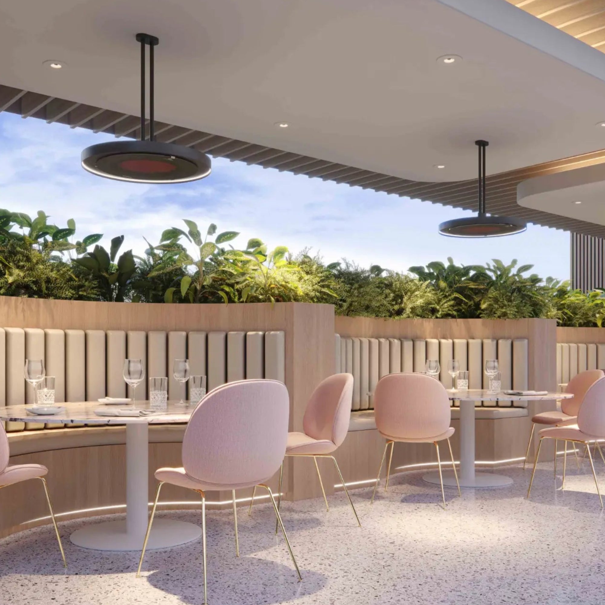 Eclipse Smart-Heat Electric Patio Heater with LED – Twin Pole Mount – 2900W – Bromic