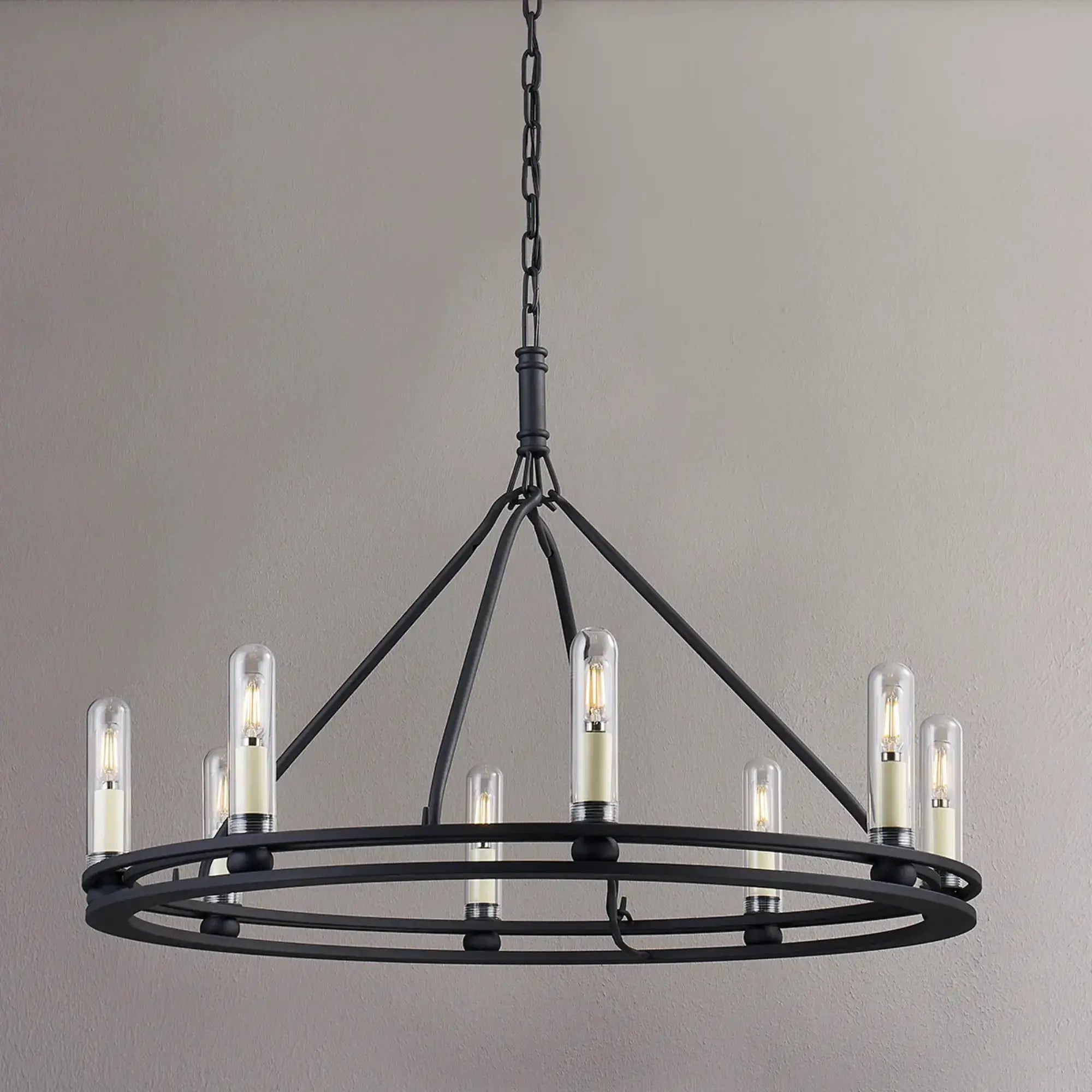 Troy Lighting Sutton 32-Inch Outdoor Chandelier - Texture Black - Wet Rated - F6233-TBK Troy Lighting