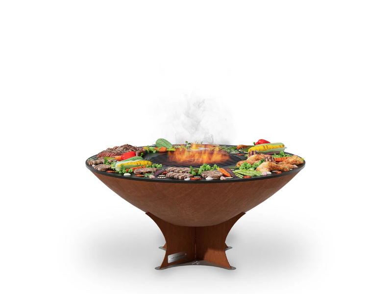 Arteflame 40" Corten Steel Fire Pit Grill with Cooktop