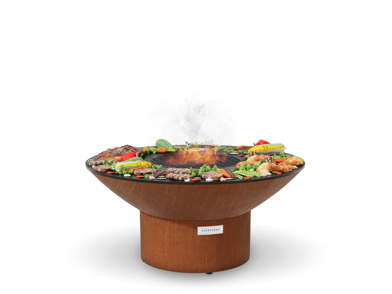 Arteflame 40" Corten Steel Fire Pit Grill with Cooktop