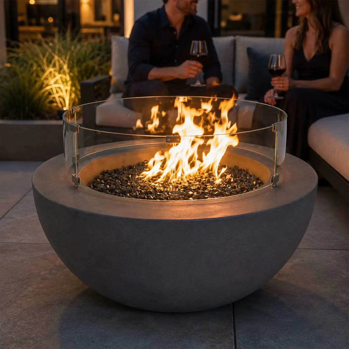 Refuge 36″ Round GFRC Concrete Natural Gas Fire Pit - Flame Havens Flame Havens