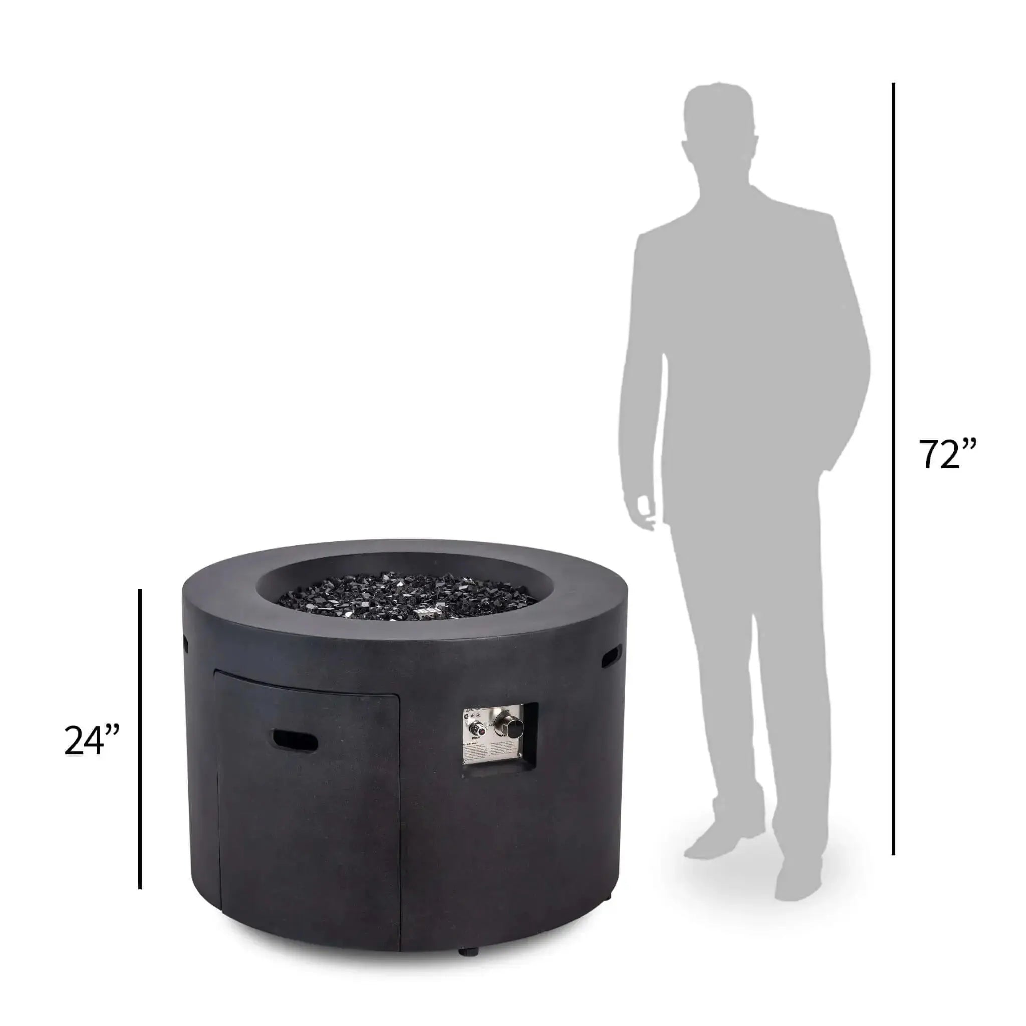 Refuge 36″ Round GFRC Concrete Propane Fire Pit with Hidden Tank Drawer – Flame Havens Flame Havens