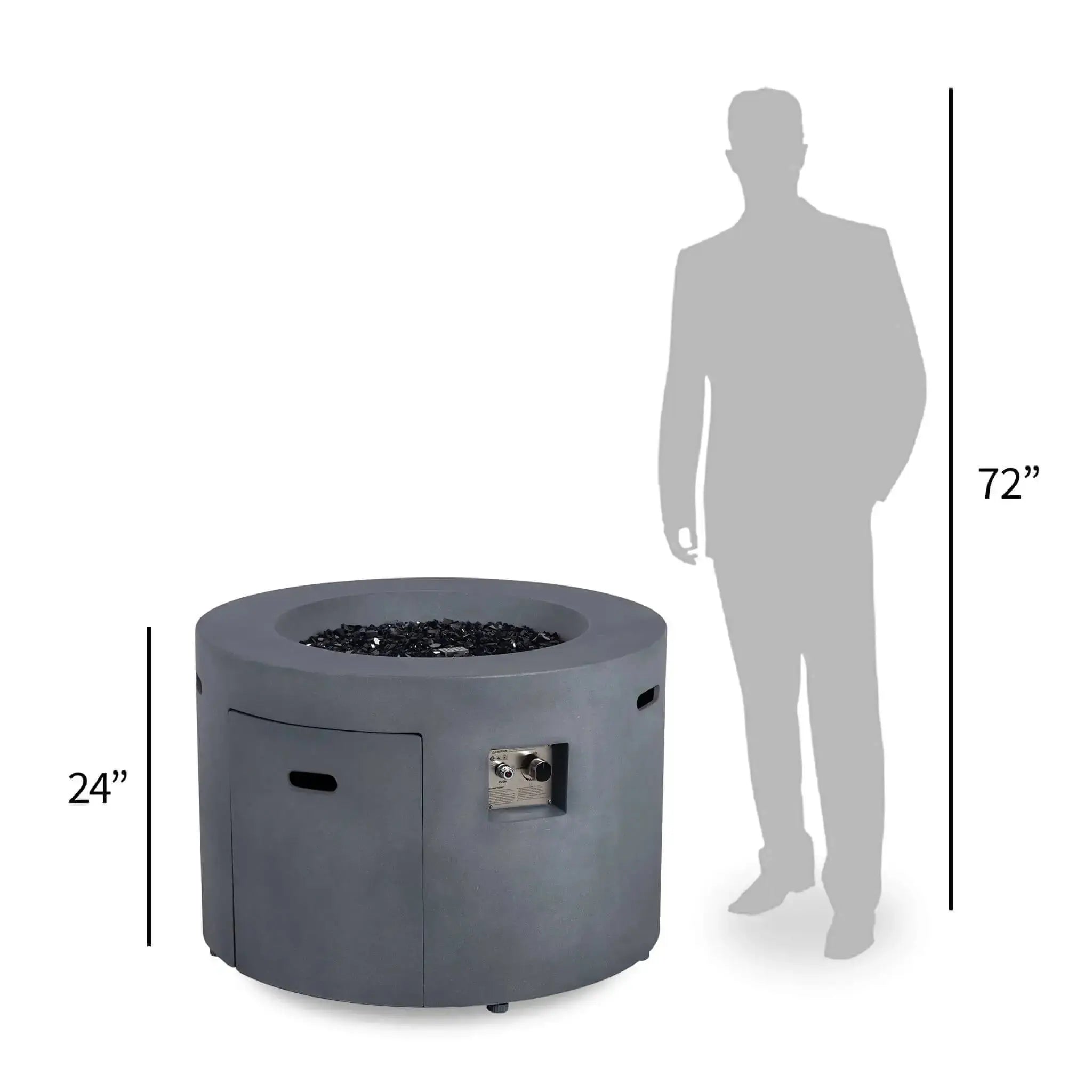 Refuge 36″ Round GFRC Concrete Propane Fire Pit with Hidden Tank Drawer – Flame Havens Flame Havens