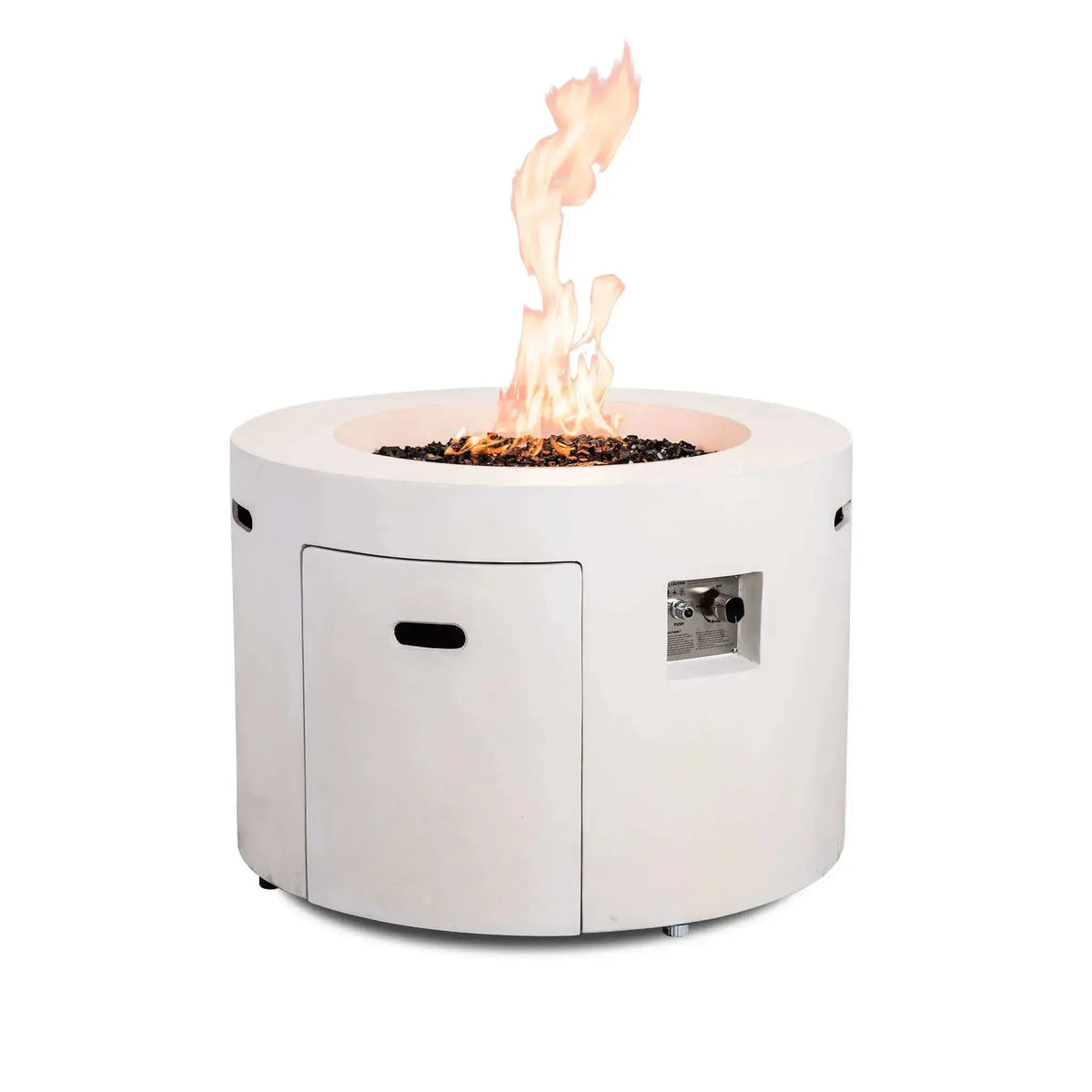 Refuge 36″ Round GFRC Concrete Propane Fire Pit with Hidden Tank Drawer – Flame Havens Flame Havens