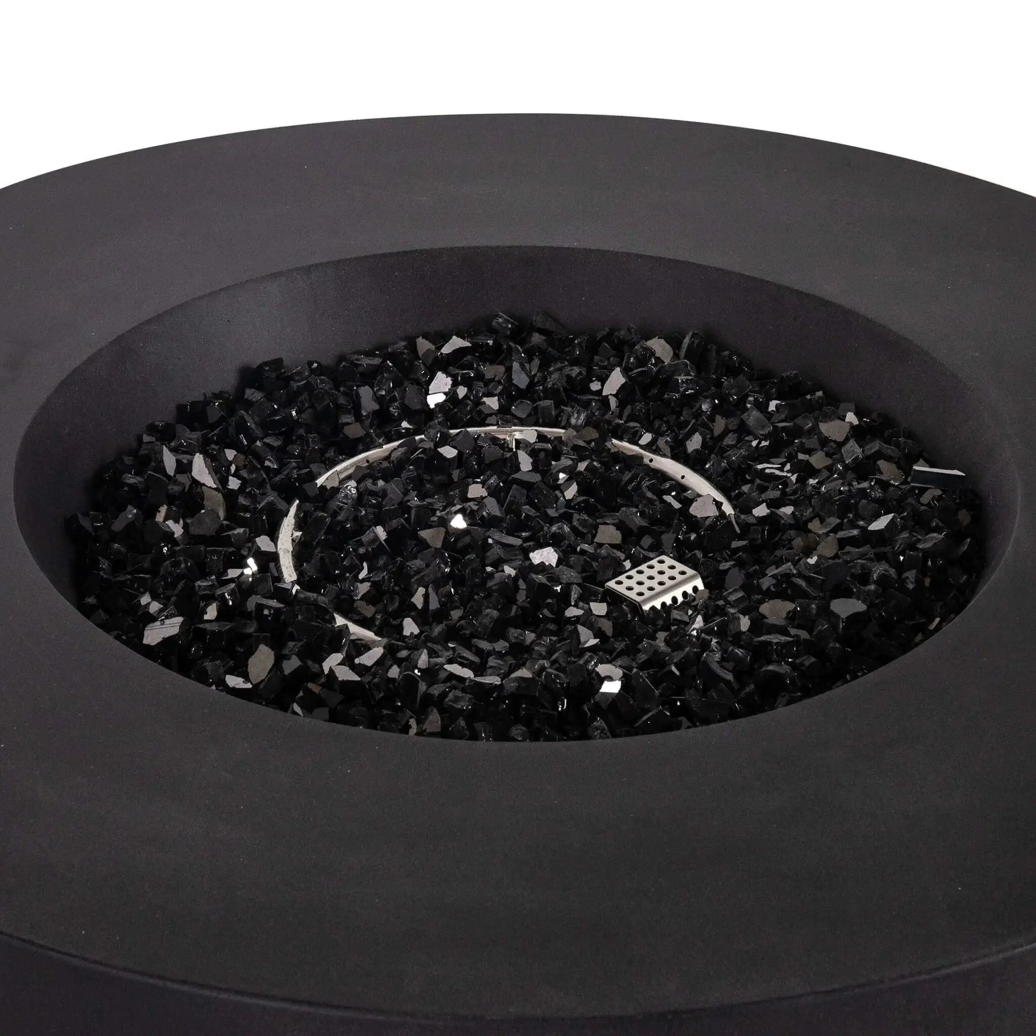 Refuge 43″ Round GFRC Concrete Propane Fire Pit with Hidden Tank Drawer – Flame Havens Flame Havens